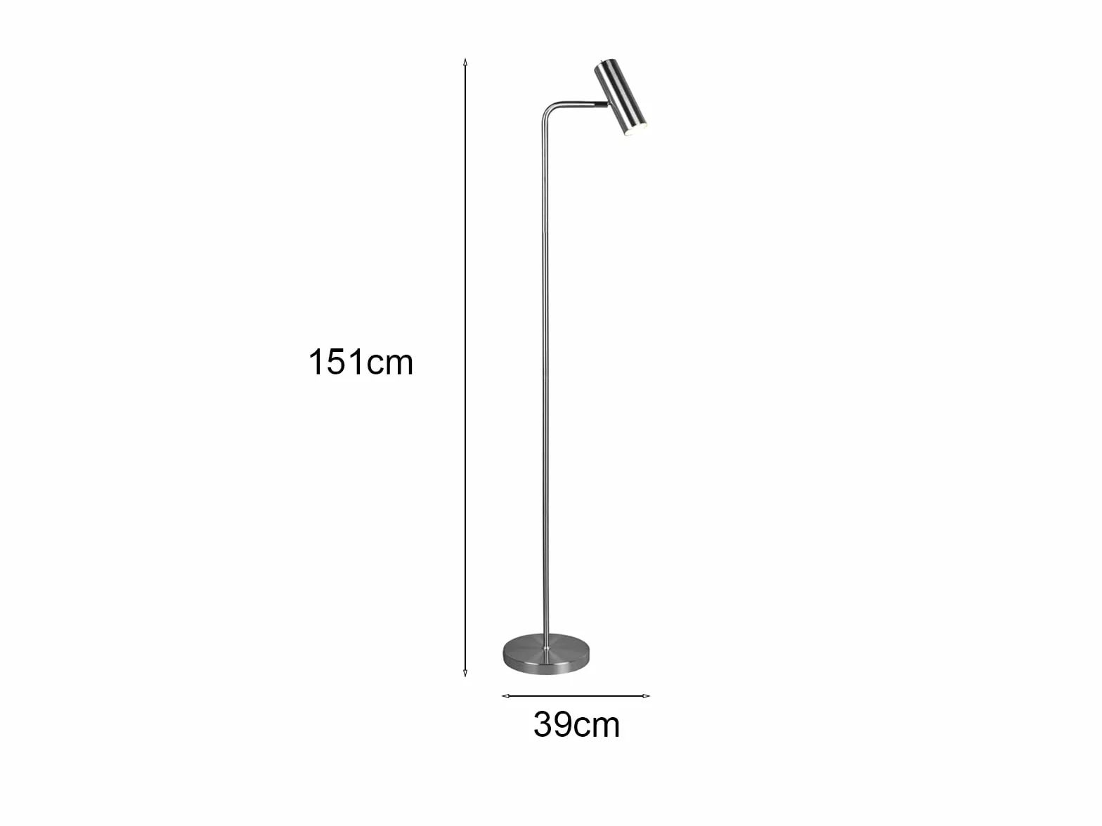 meineWunschleuchte Lampa stojąca z metalu w kolorze srebrnym matowym z regulowanym reflektorem, wysokość 151 cm