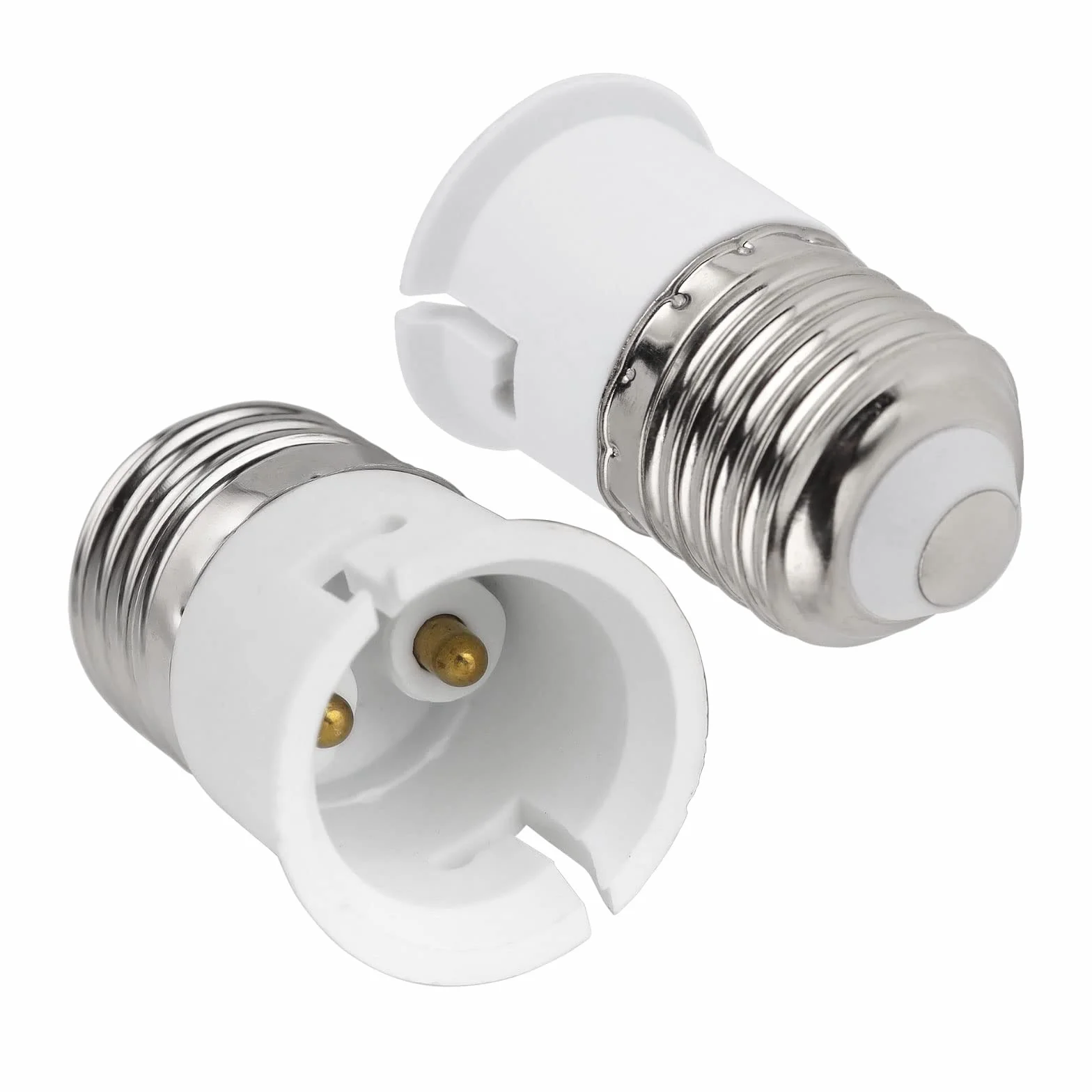 Konwerter gniazd E27 na B22, adapter gniazda żarówki śrubowej na bagnetowy, adapter podstawy lampy ES do BC, moc maksymalna 60 W, napięcie 0-250 V, do żarówek LED, żarówek, żarówek CFL, 2 szt