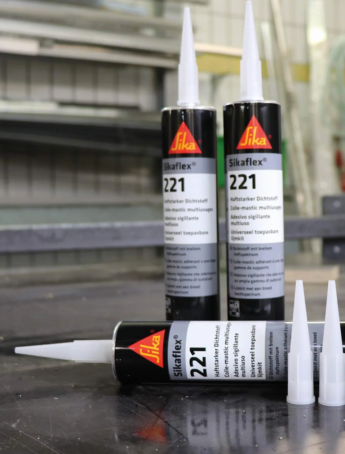 Sika flex-221 odporny na warunki atmosferyczne klej uszczelniający, 300 ml, jasnoszary, 3 zestaw z 5 końcówkami do dysz