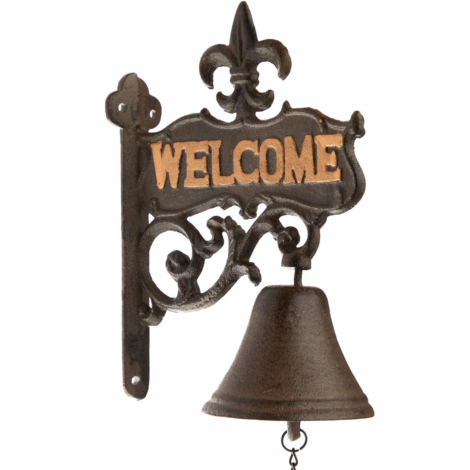 Żeliwny dzwonek - "Welcome" dzwonek do drzwi wejściowych, antyczny dzwonek do drzwi wejściowych, wnętrze, dekoracja zewnętrzna, czarny - 6,7 x 23 cm x 2 cm