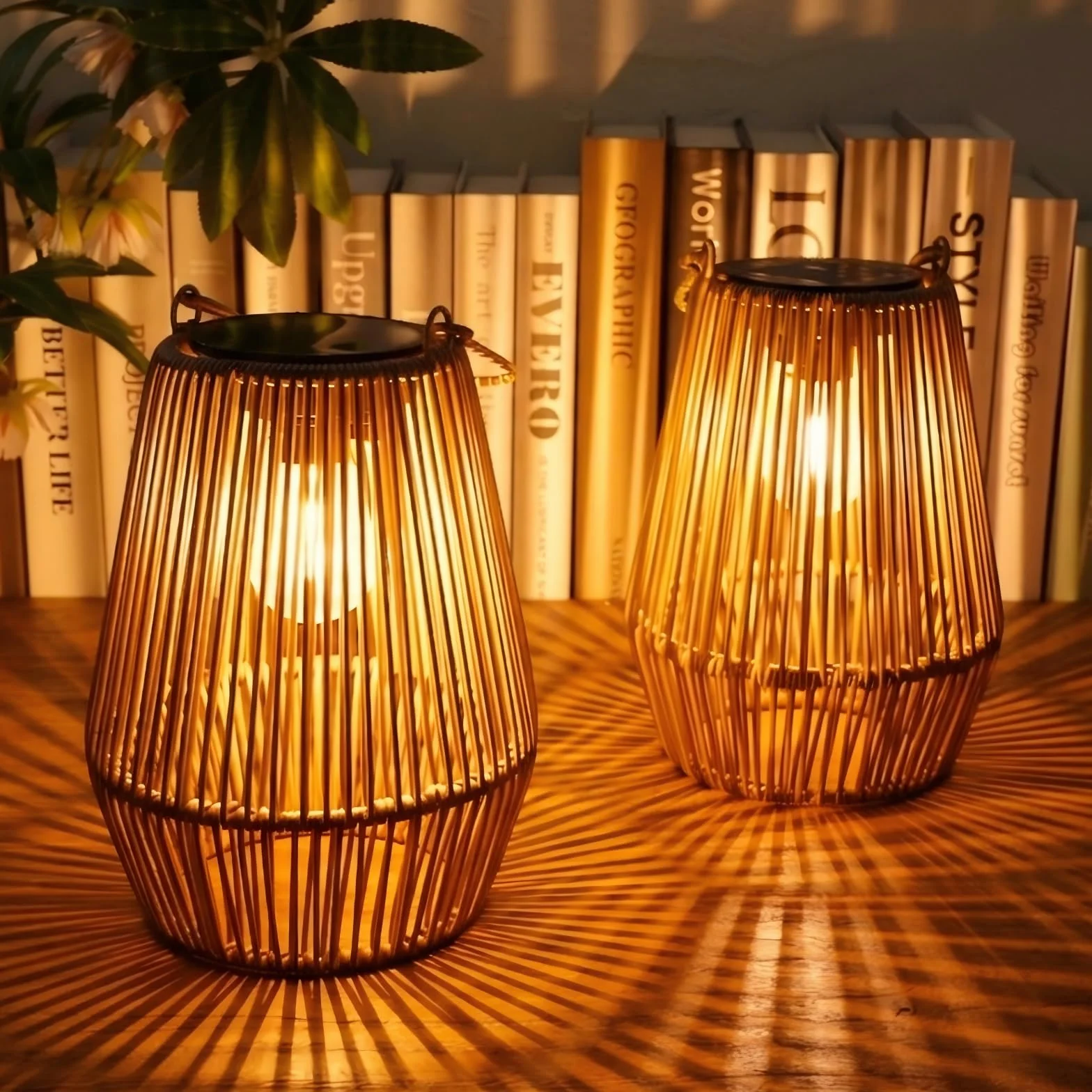 Zewnętrzna lampa solarna do ogrodu, KagoLing 2 zewnętrzna lampa solarna IP65, ręcznie robiona, wisząca latarnia słoneczna, idealna do ogrodów bożonarodzeniowych, Halloween, balkon