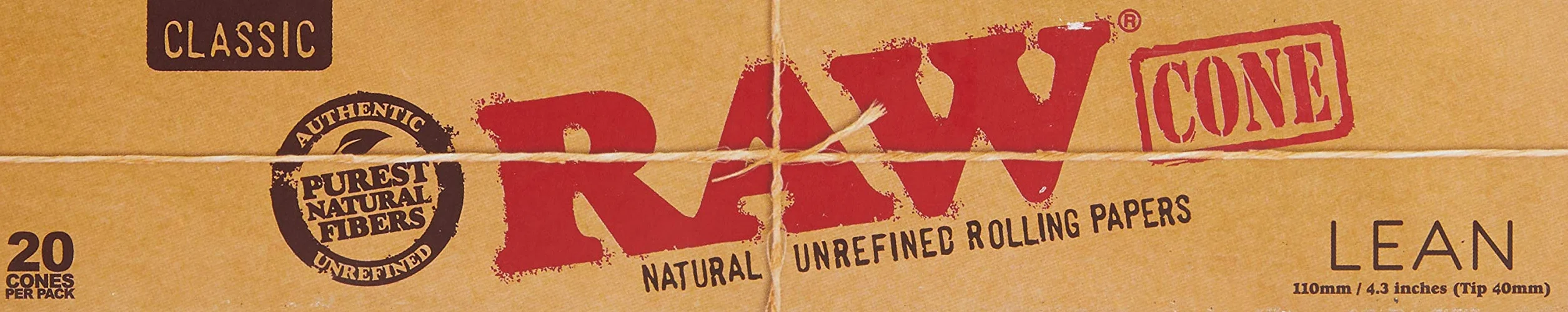 RAW Classic Naturalne Nierafinowane Zwinięte Bibułki Stożkowe - 20 Bibułek W Opakowaniu - Rozmiar Lean od RAW