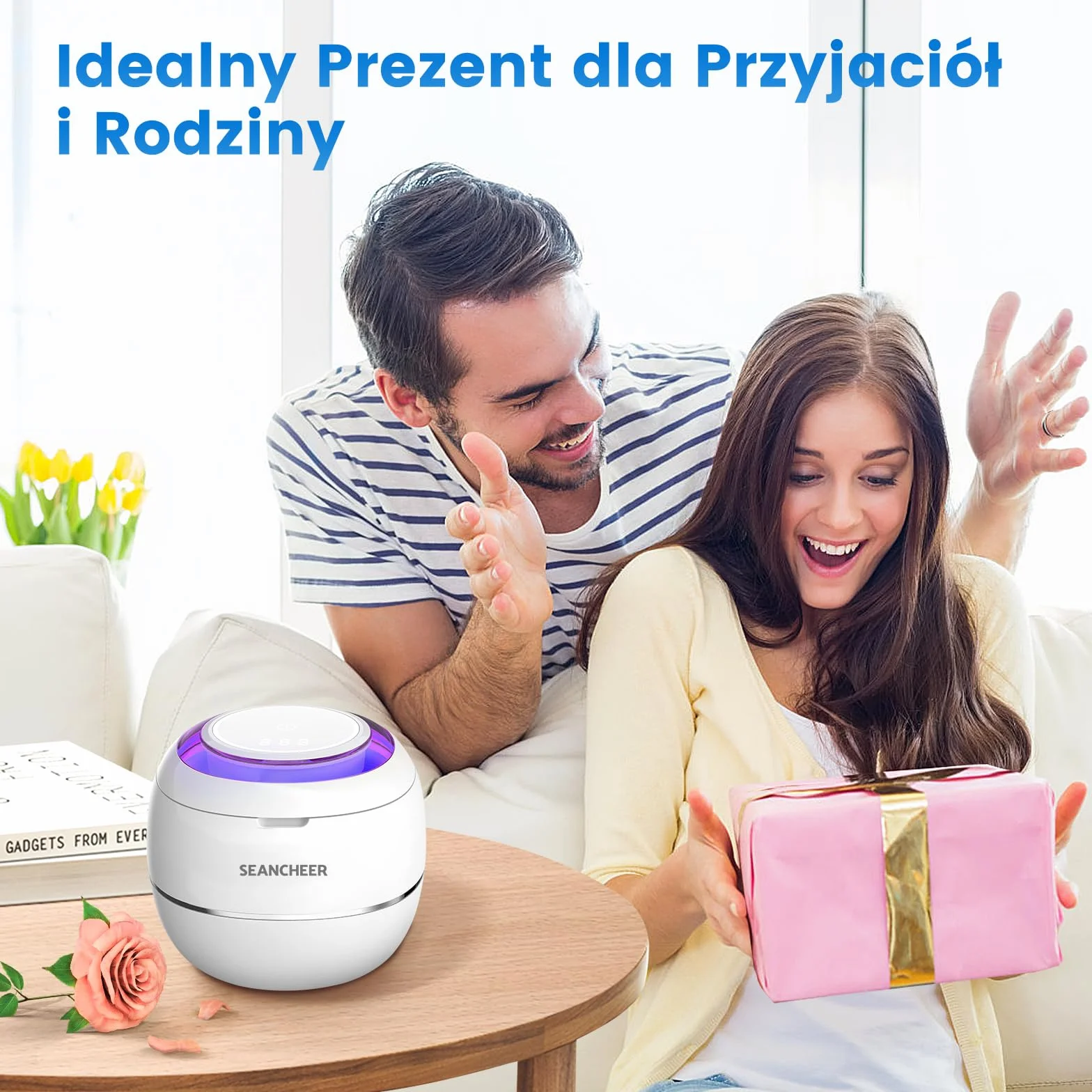 SEANCHEER Czyszczarka ultradźwiękowa | 48kHz | 180ML | Ultradźwiękowe Urządzenie Czyszczące z Lampą UV Do | Protez | Retainerów | Alignerów | Szyn Zębowych | Nakładek Nocnych | (Biały)