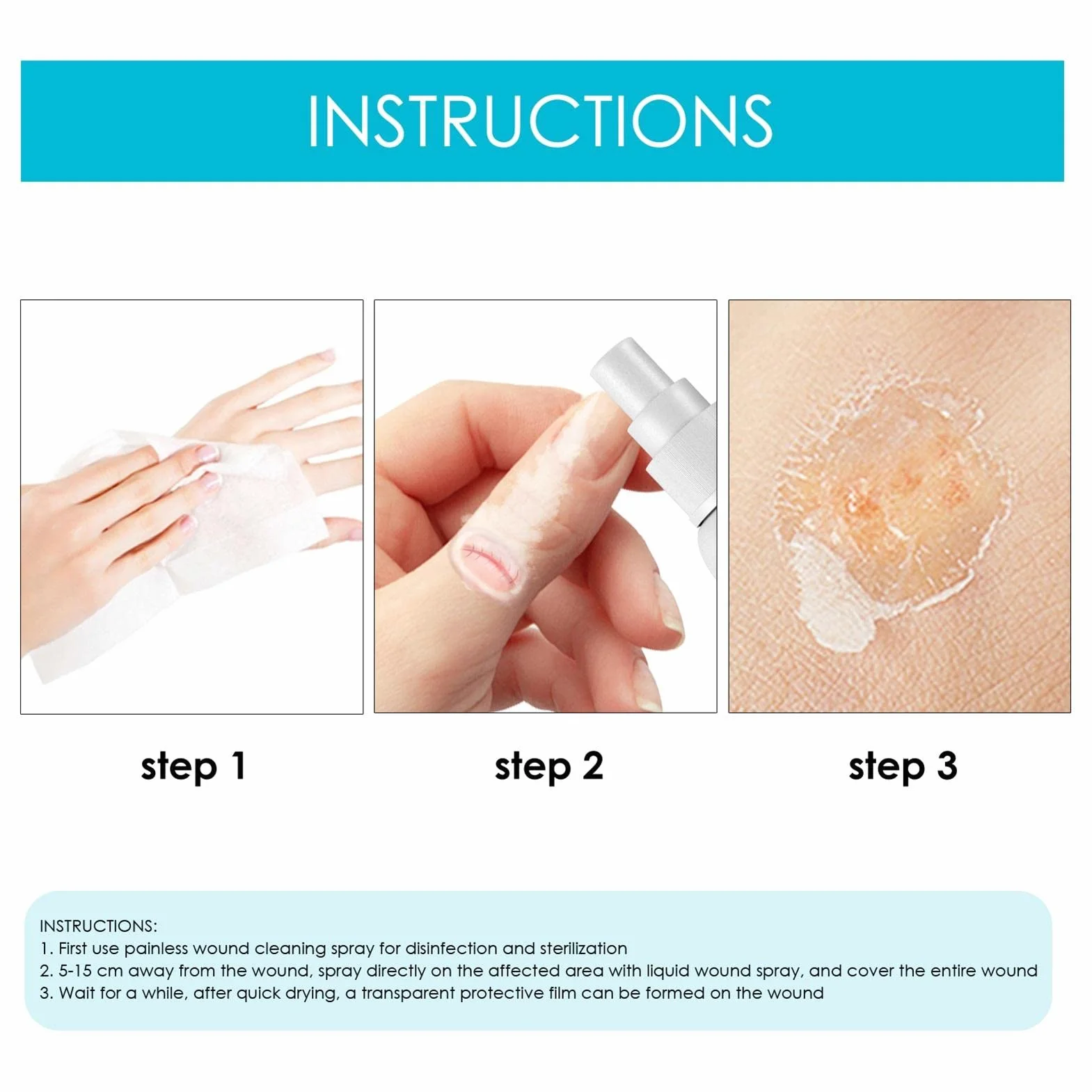 Liquid Bandage Spray 30ml Waterproof Breathable Quick-Dry Transparent Wound Protective Film