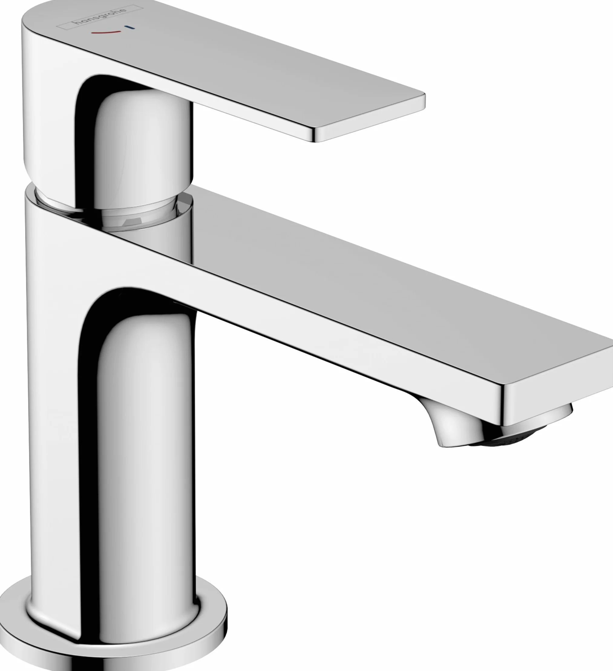 hansgrohe Rebris E - jednouchwytowa bateria umywalkowa z metalowym zestawem odpływowym z cięgłem, kran łazienkowy z wylewką 84 mm, oszczędność wody (EcoSmart) i energii (CoolStart), chrom, 72585000