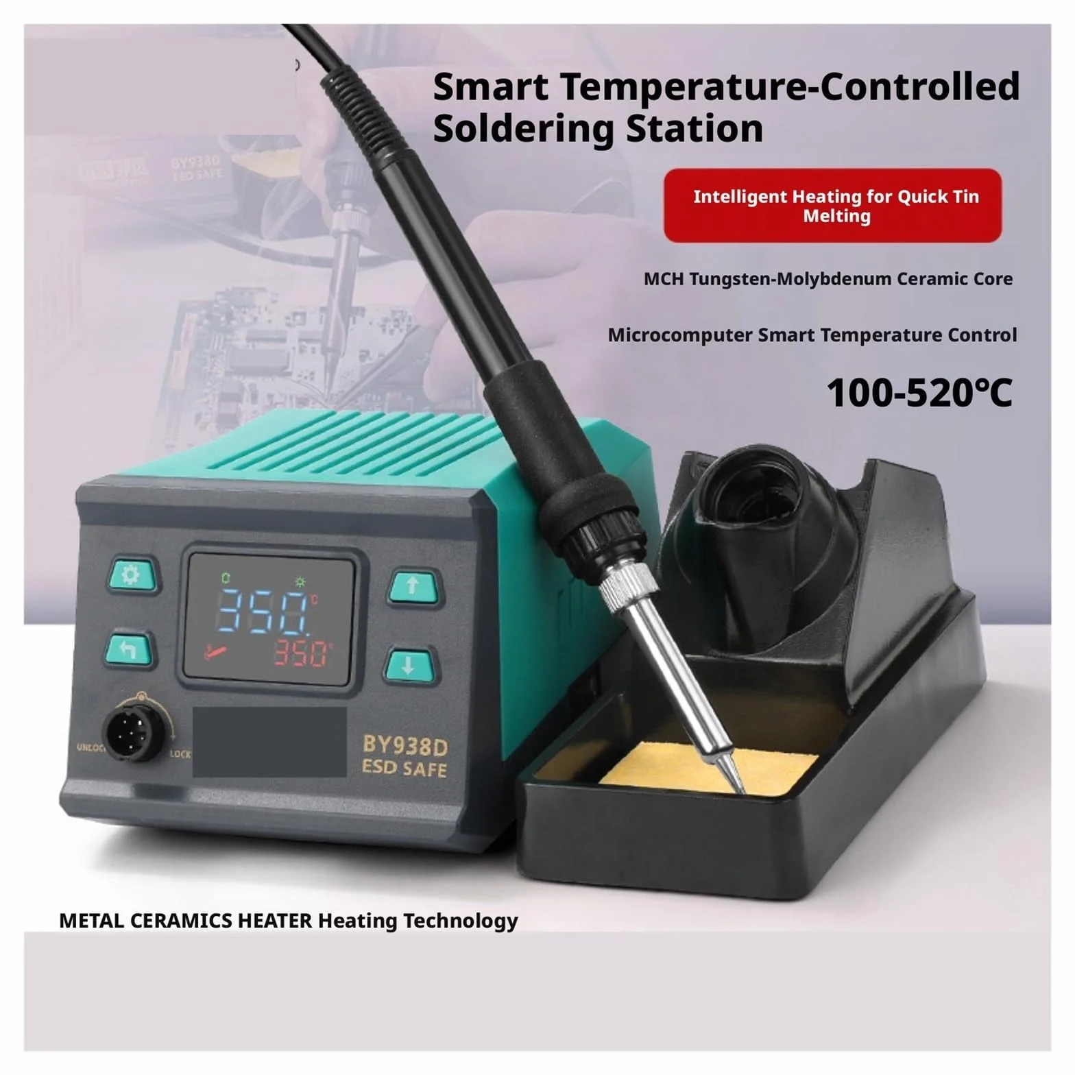 Stacja lutownicza, Wielofunkcyjna lutownica 75W z wbudowanym multimetrem 100-520C, 1 opakowanie