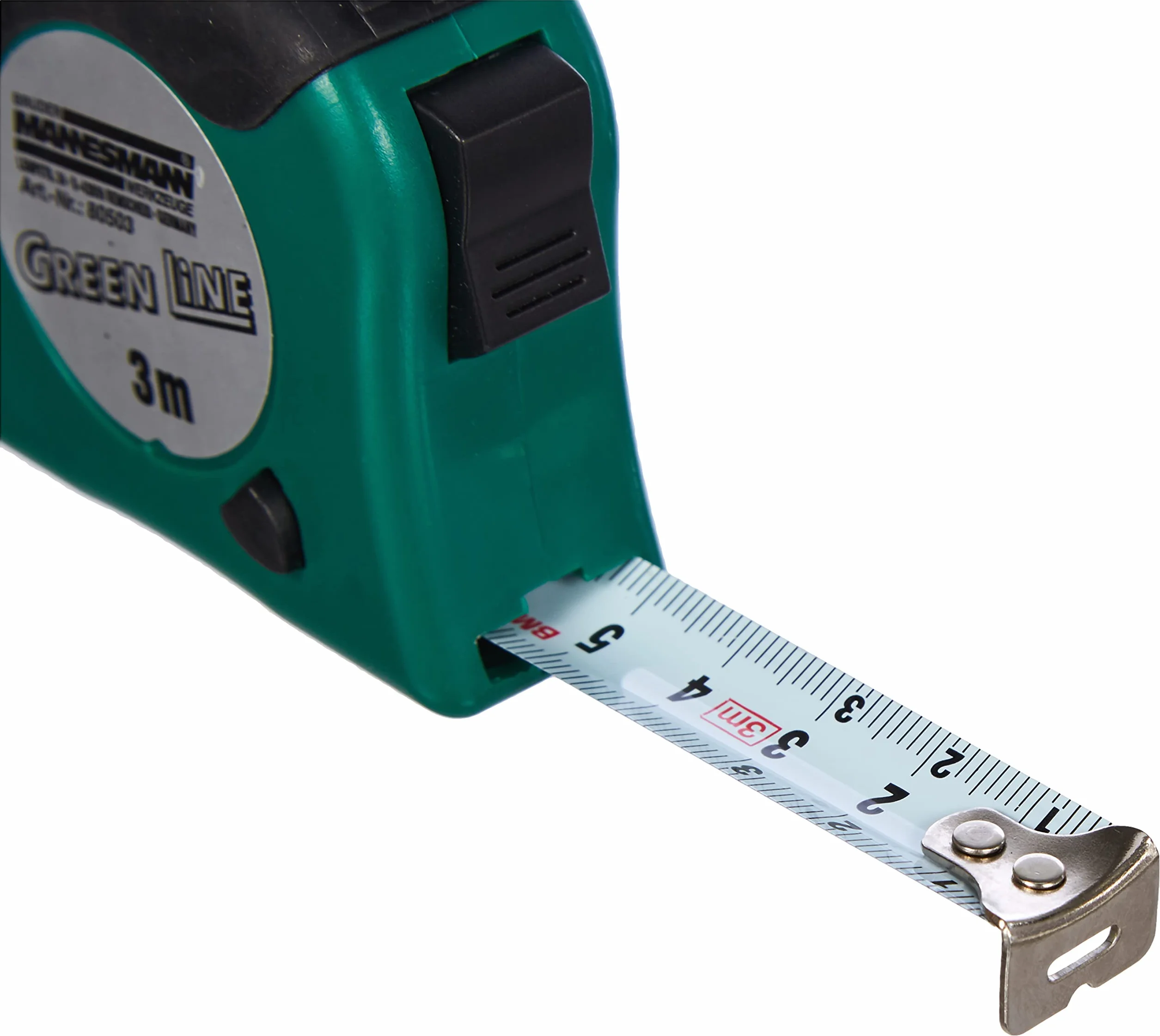 Brüder Mannesmann M80503 Taśma Miernicza, Zielony/Czarny, 3 m x 16 mm