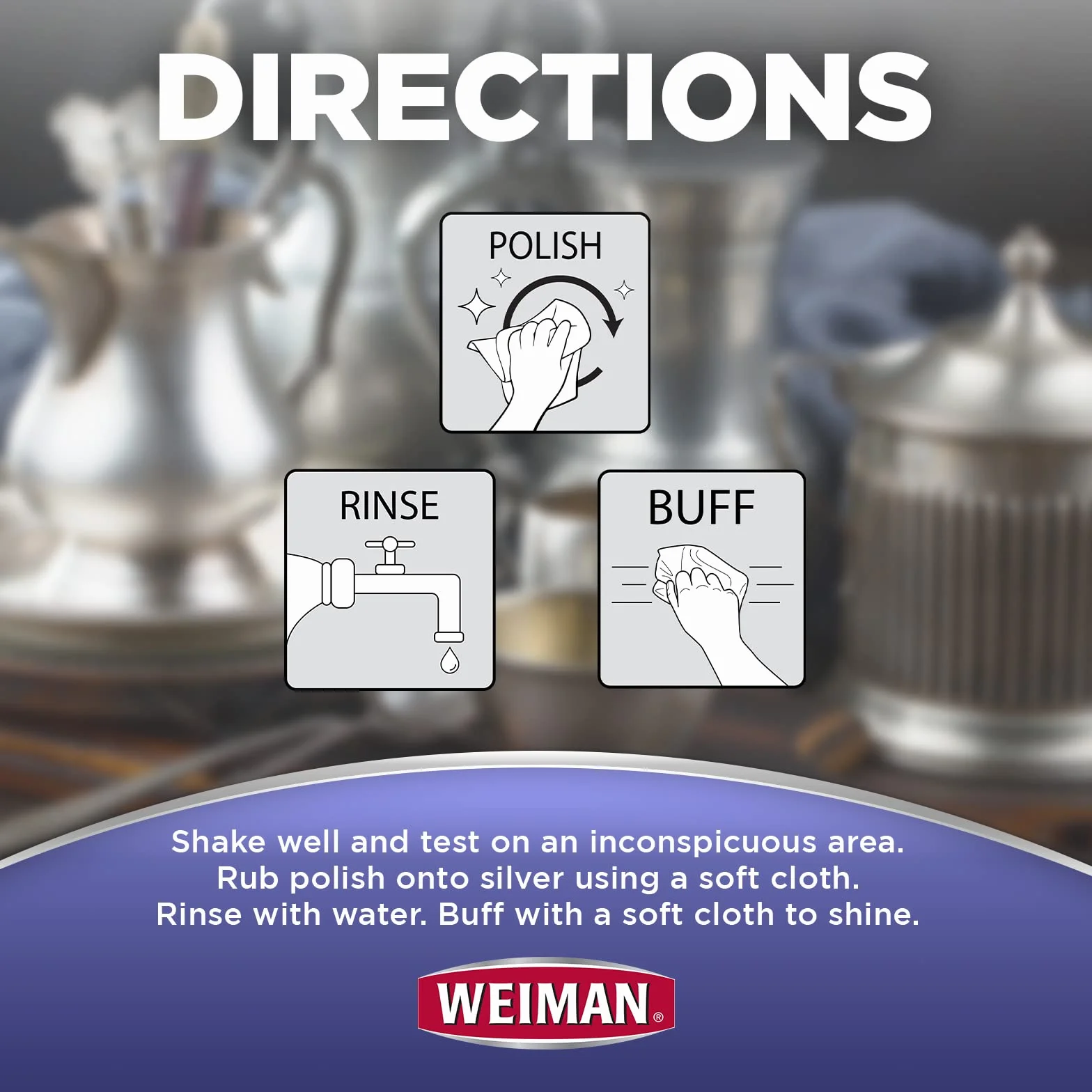 Weiman Silver Polish and Cleaner - Środek do polerowania srebra - Usuwa matowienie - 237 ml