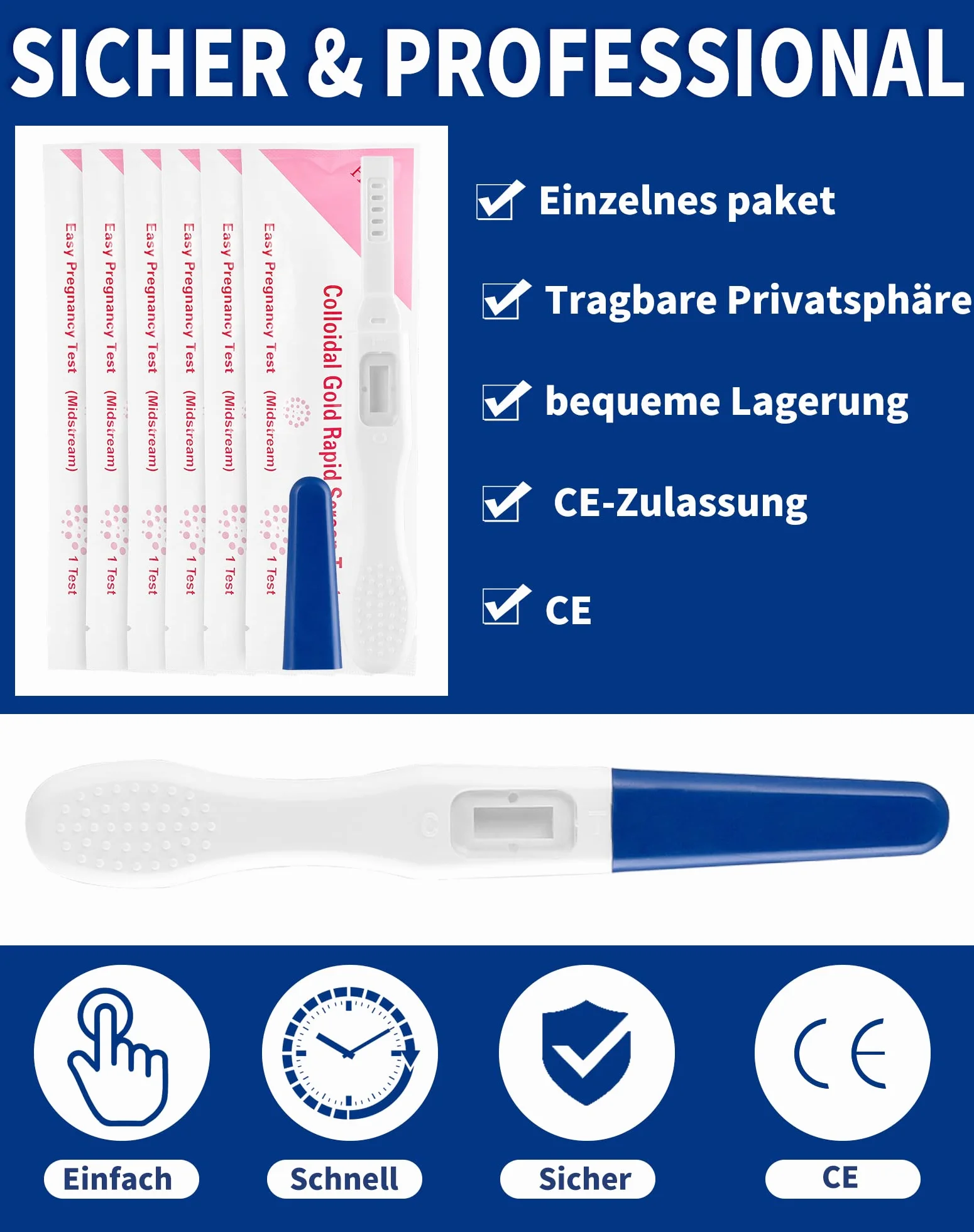 Test ciążowy LAOYE 10 mIU/ml 6 szt. wczesny szybki test