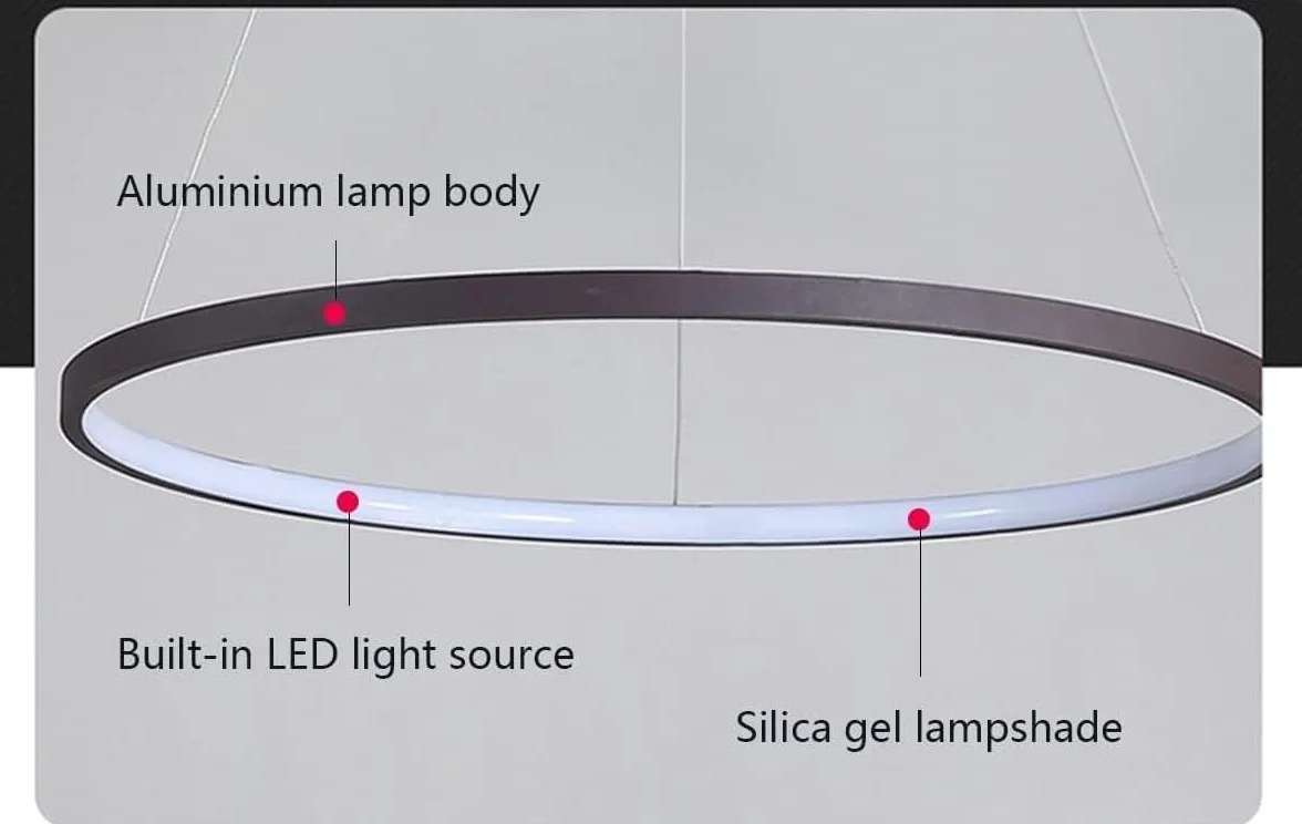 Bellastein LED Nowoczesne okrągłe oświetlenie wiszące z pilotem Lampa wisząca Regulowana wysokość Światło sufitowe Żyrandol do salonu Jadalnia Biuro (brązowy, L80cm)
