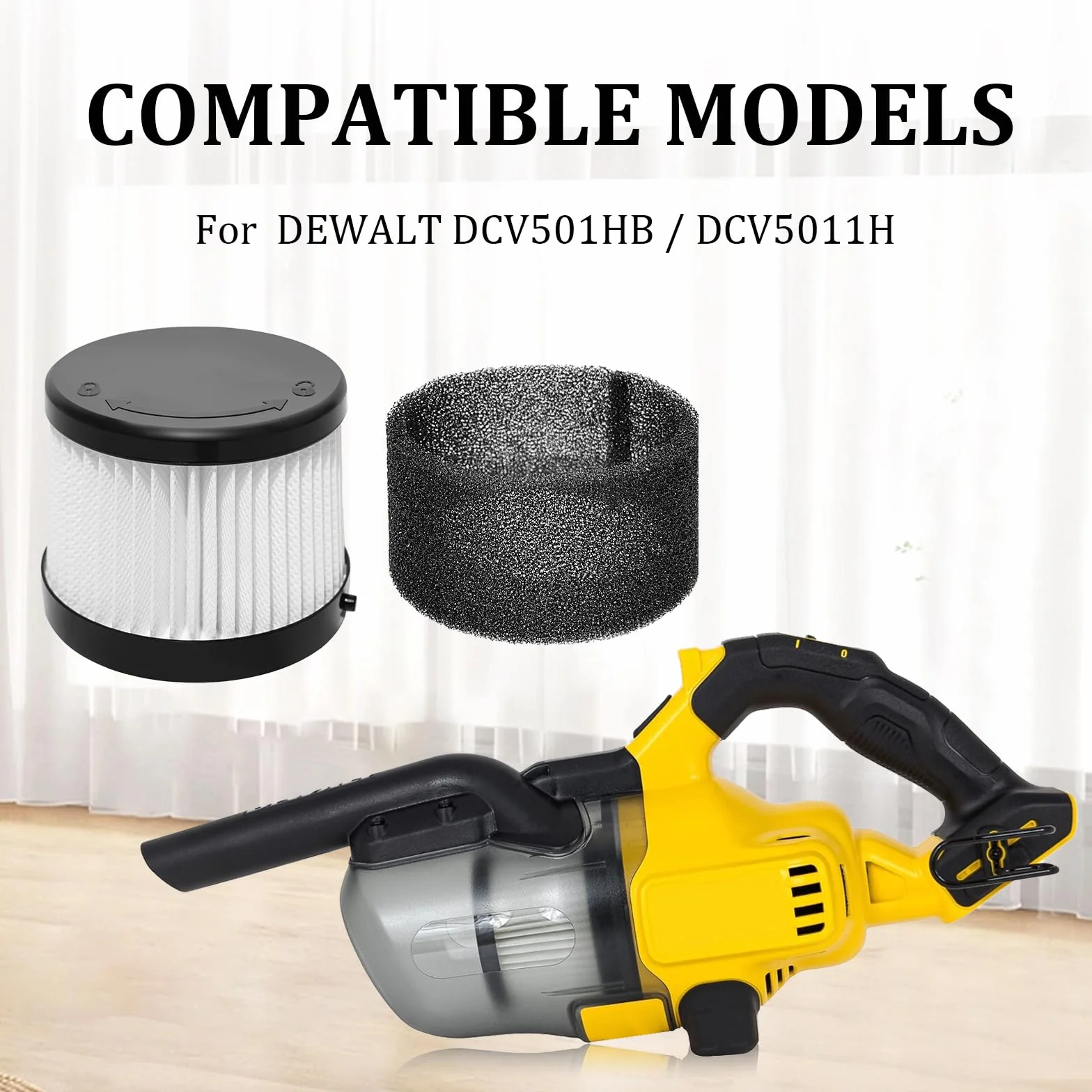 Akcesoria do filtrów HEPA do odkurzacza do DEWALT DCV501HB / DCV5011H część zamienna, nadaje się do prania i wielokrotnego użytku, 4 sztuki zamiennych filtrów + 1 szczotka do czyszczenia