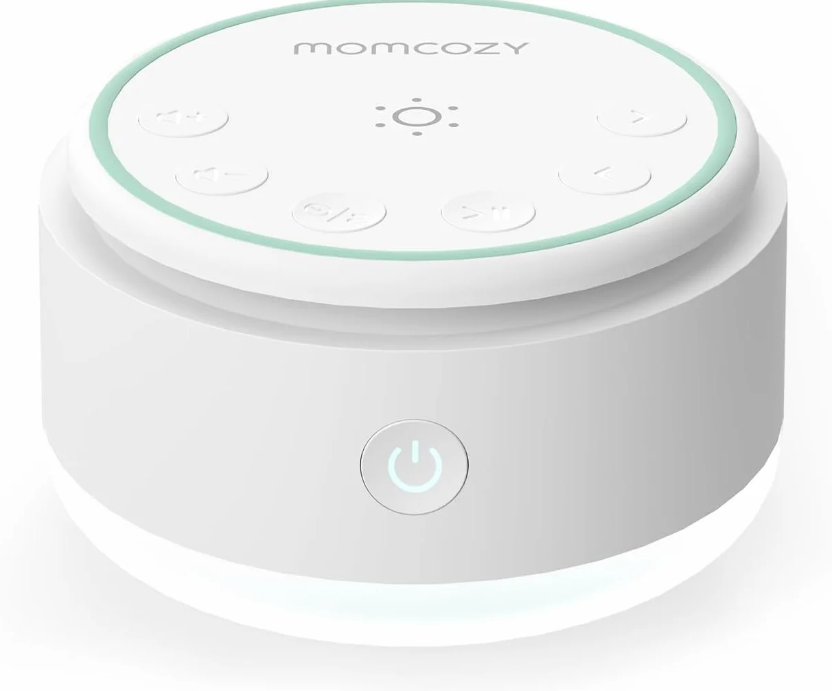 Momcozy Urządzenie dźwiękowe dla dziecka, 20 kojących dźwięków, światło dotykowe, przenośna maszyna do hałasu z timerem i pamięcią
