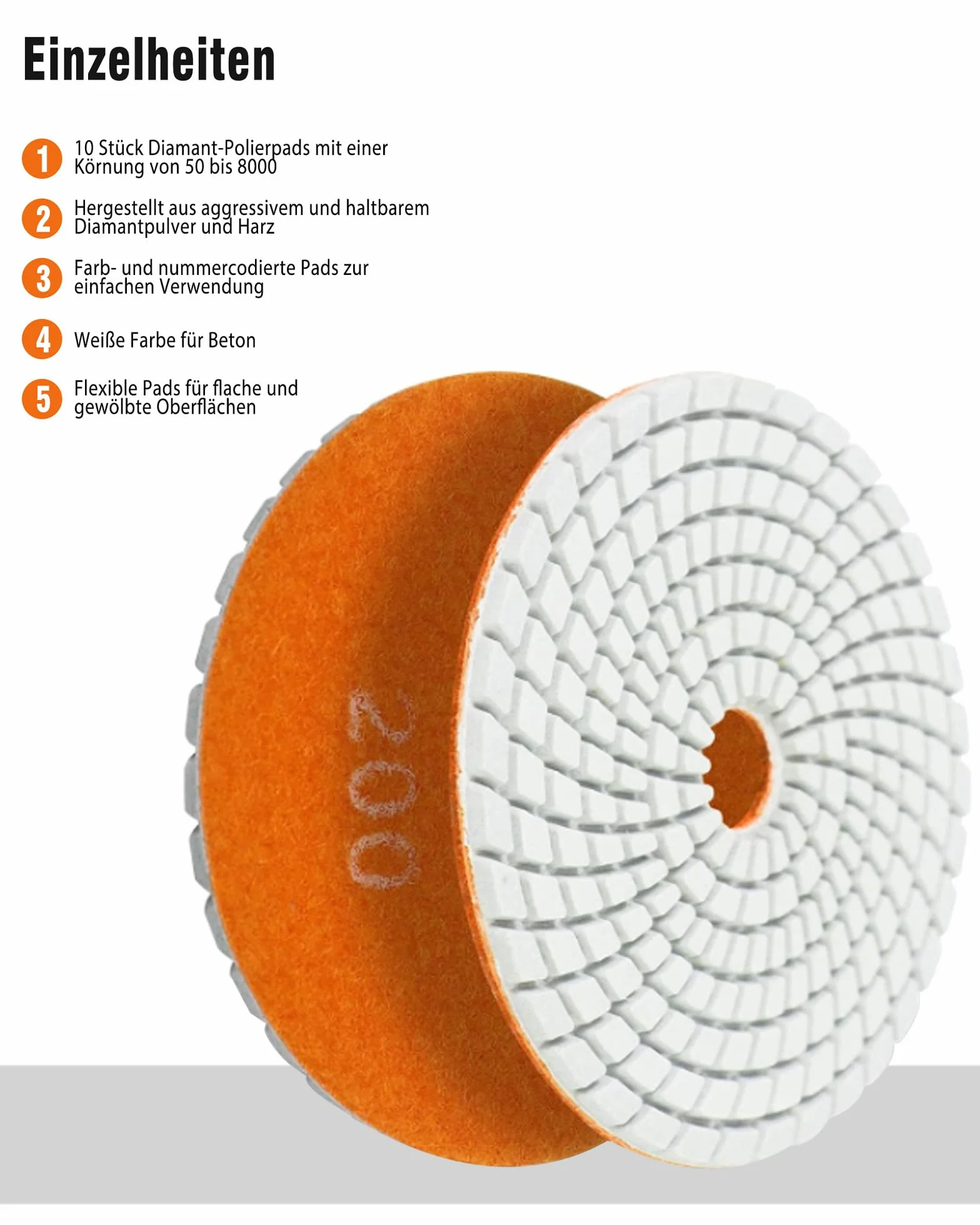 Zestaw 14 diamentowych tarcz polerskich: 100 mm, diamentowe tarcze polerskie 50# - 8000# marmur, zestaw do polerowania z gumowymi podkładkami M14, filc wełniany, do betonu, granitu, kamienia, marmuru