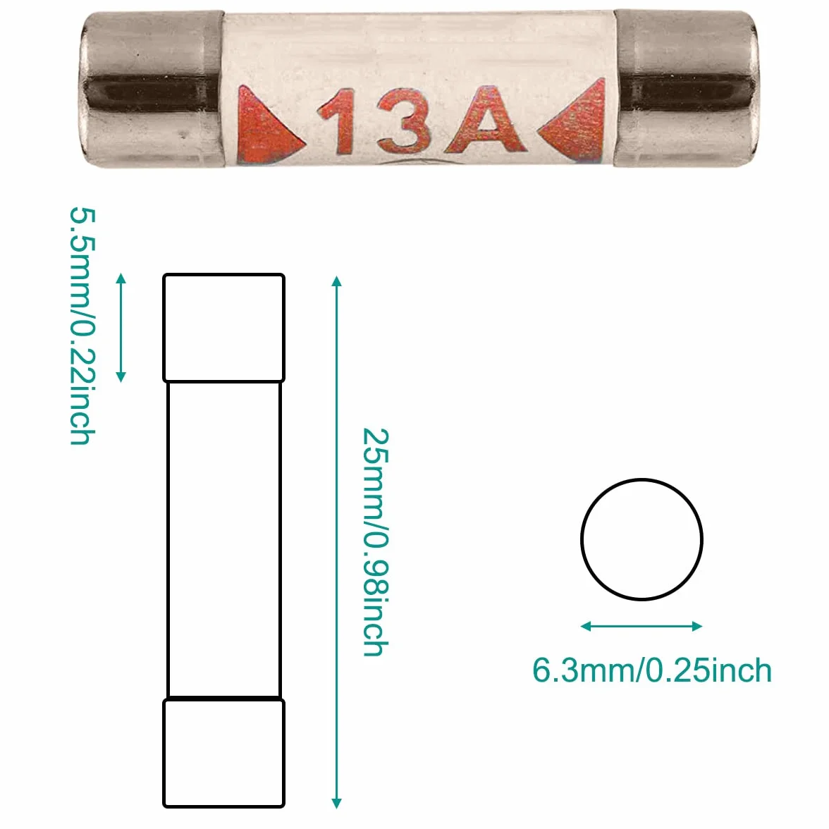 100 sztuk BS1362 bezpiecznik 3A 5A 10A 13A 1A amp 240V ceramiczne łączniki rurowe mieszane wtyczki domowe wtyczka UK Assortment Kit 6,3 x 25 mm 0,248 x 0,984 cala, 4 gniazda