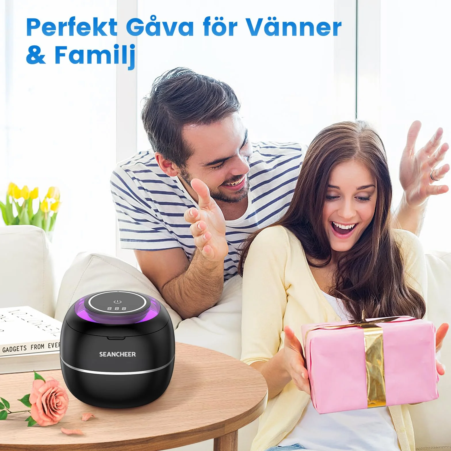 SEANCHEER Urządzenie Do Czyszczenia Ultradźwiękowego | 48000Hz | 24W | 180ML | Czyścik Ultradźwiękowy z lampą UV Do | Protez | Retainerów | Alignerów | Szyn Zębowych | Biżuterii | (Czarny)
