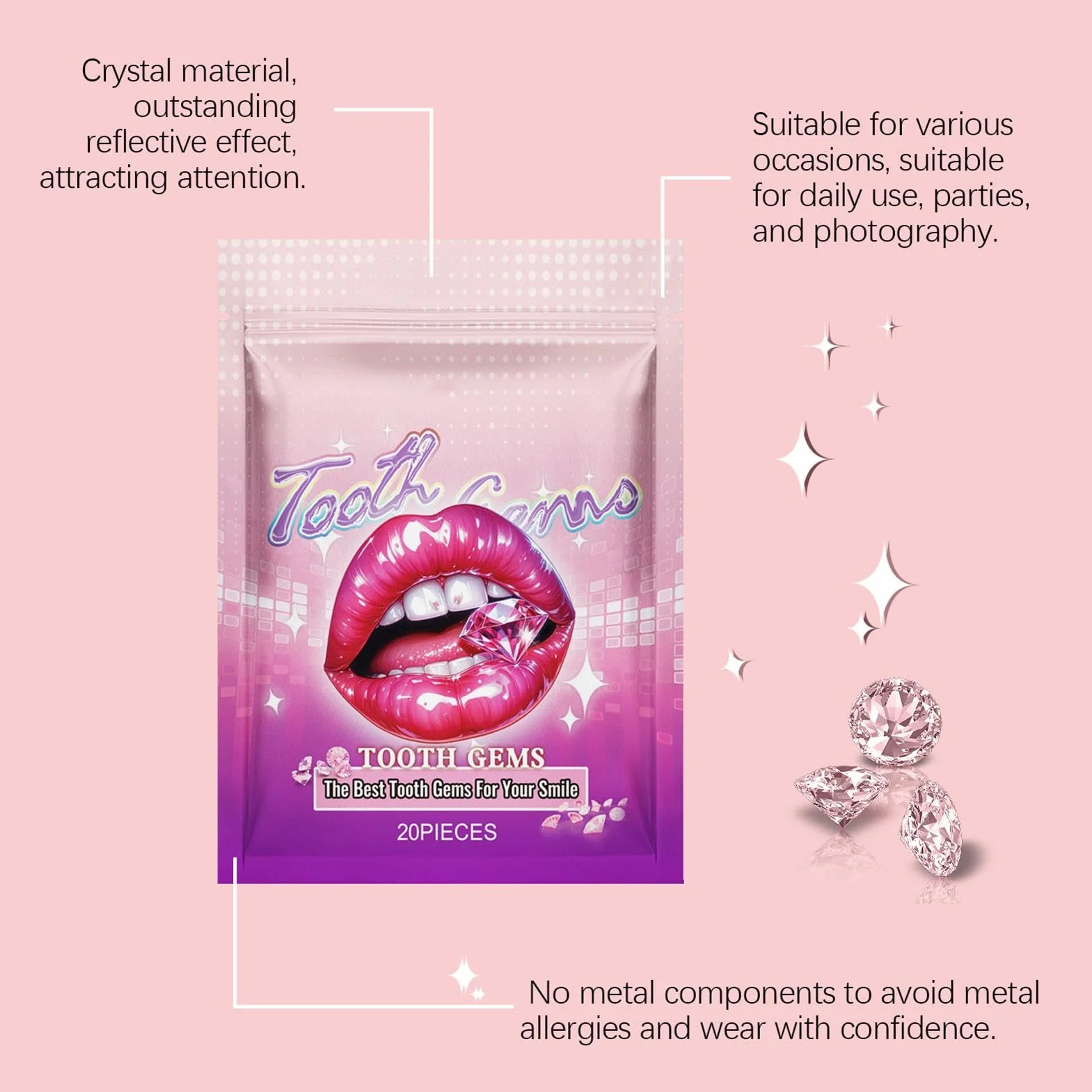 Tooth Gems - zestaw biżuterii z klejnotami zębowymi | łatwy w użyciu kryształowy ząb biżuteria bezpieczna i długotrwała - kamienie szlachetne do wszystkich rodzajów zębów