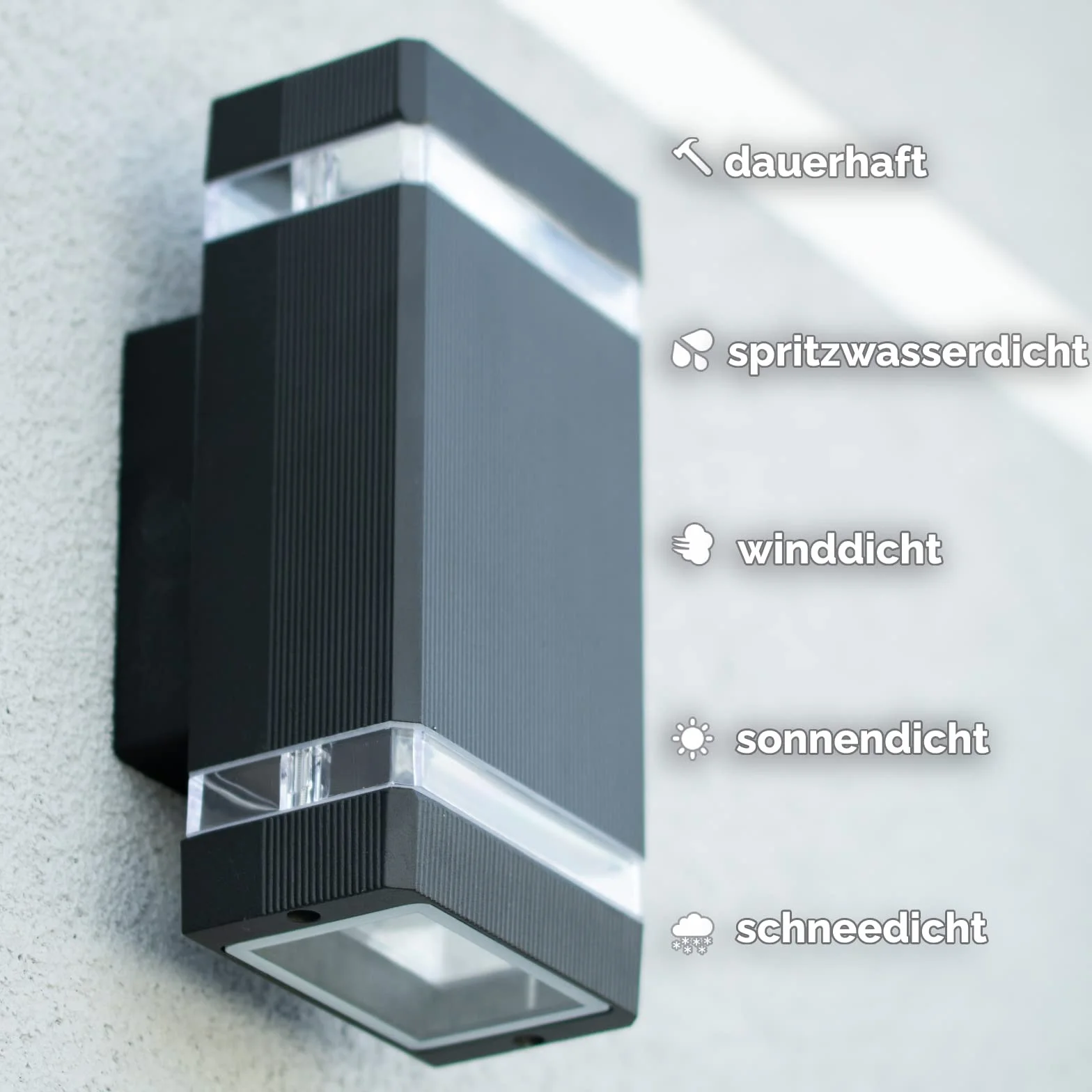 Lumiled lampa ścienna zewnętrzna ściana gniazdo GU10 oświetlenie zewnętrzne kinkiet ogrodowa taras fasada domu IP44 czarny prostokątny aluminiowy góra i