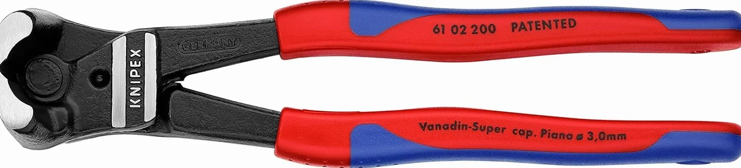 KNIPEX Szczypce tnące czołowe z wysokim przełożeniem dźwigni z tworzywa sztucznego, powlekane 200 mm, 61 02 200