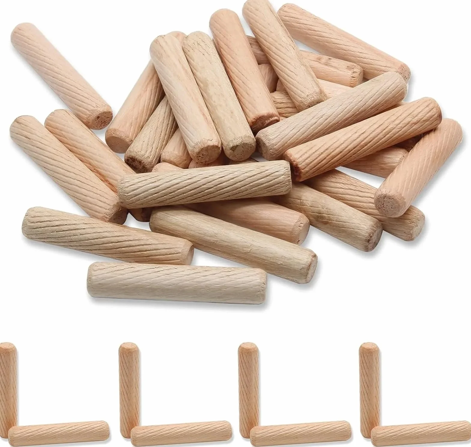 Wspólne kołki łączące, 1000 sztuk/paczka Okrągły 6 * 40 mm 8 10 Szuflada szafki karbowany DIY Obróbka drewna do przyrządów kołków Wiertarka mebli Rzemiosło(10x40)