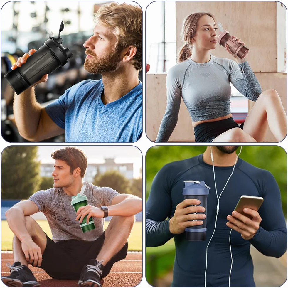 Butelka do wytrząsania proteinowego, 2 szt. Shaker Protein Shaker z Mix Ball Pill Organizer i przechowywanie, sportowa butelka na wodę dla sportowców, entuzjastów fitnessu, na siłownię i na