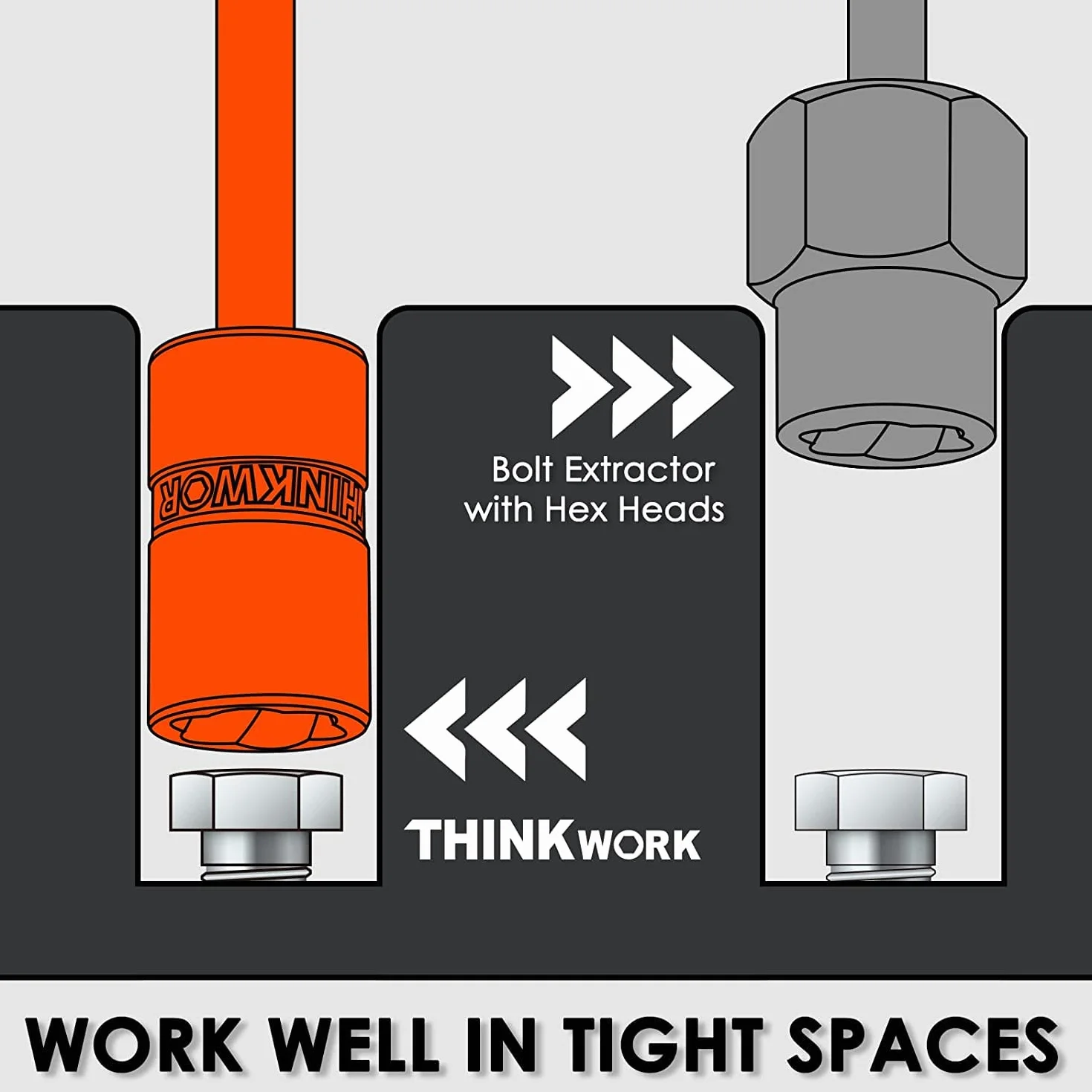 THINKWORK 32-częściowy zestaw ściągaczy do śrub, do usuwania nakrętek udarowych i nakrętek, odsysacz do usuwania uszkodzonych, zamrożonych, zardzewiałych, zaokrąglonych