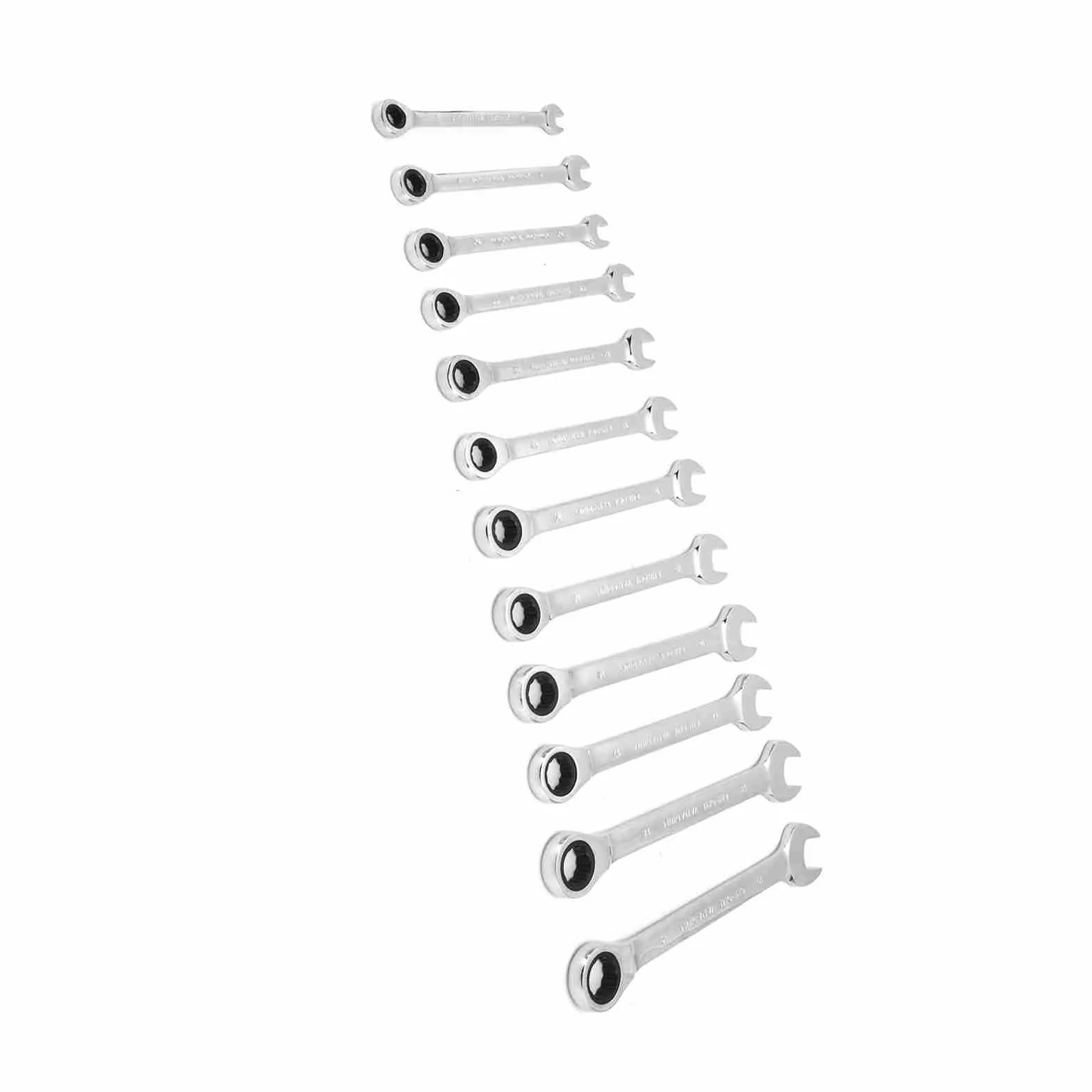 Alomejor Zestaw Kluczy Płasko-oczkowych z grzechotką, 12 szt. Ze Stali Chromowo-wanadowej dla Profesjonalnego Mechanika 8-19 Mm (stała głowa)