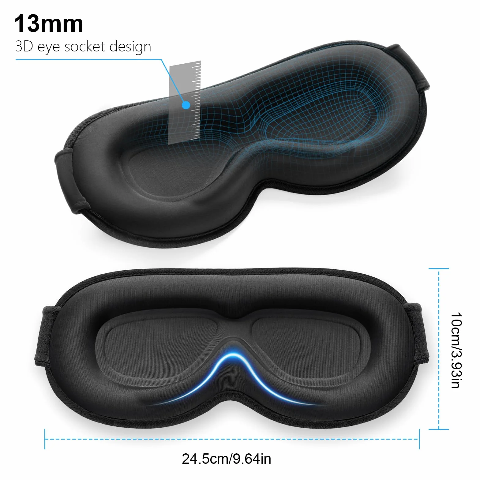Gritin 3D Maseczka Senną do Blokowania Światła Ergonomiczna Ultra Wygodna