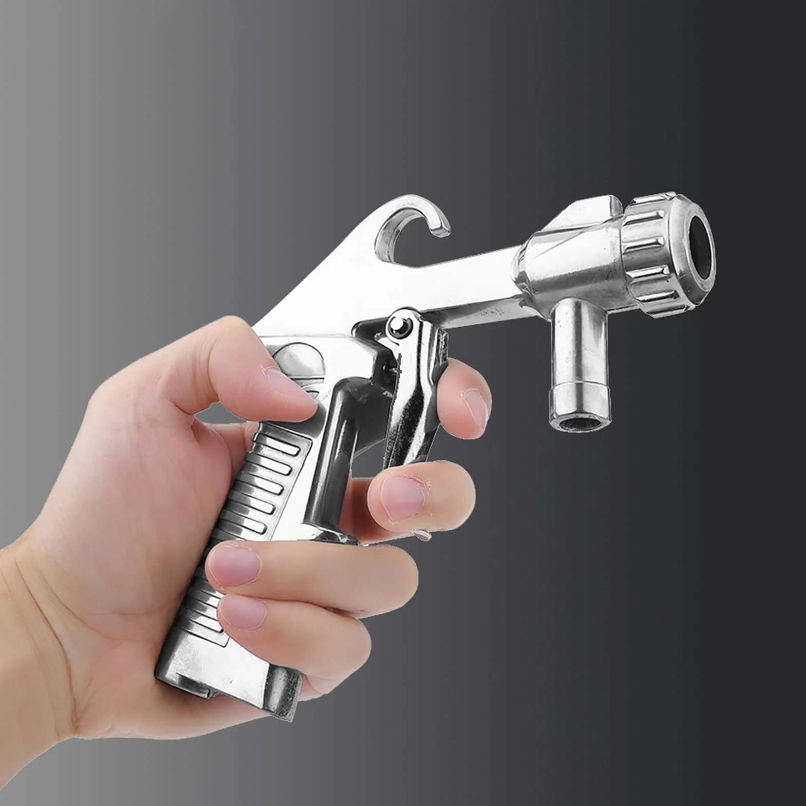 Pistolet do piaskowania, pistolet na sprężone powietrze, z 4 końcówkami ceramicznymi, zestaw do piaskowania