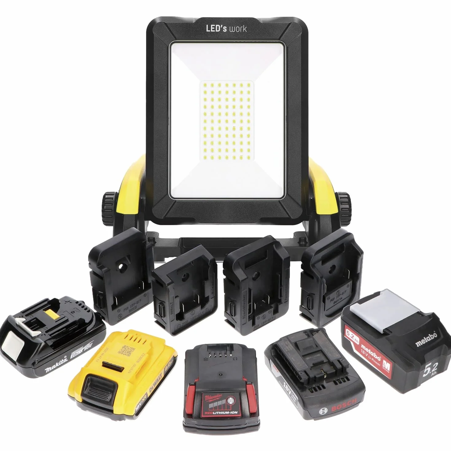 LED's work 0300819 reflektor budowlany LED do akumulatorów narzędziowych 18 V 20 W zimna biel IK08 IP54