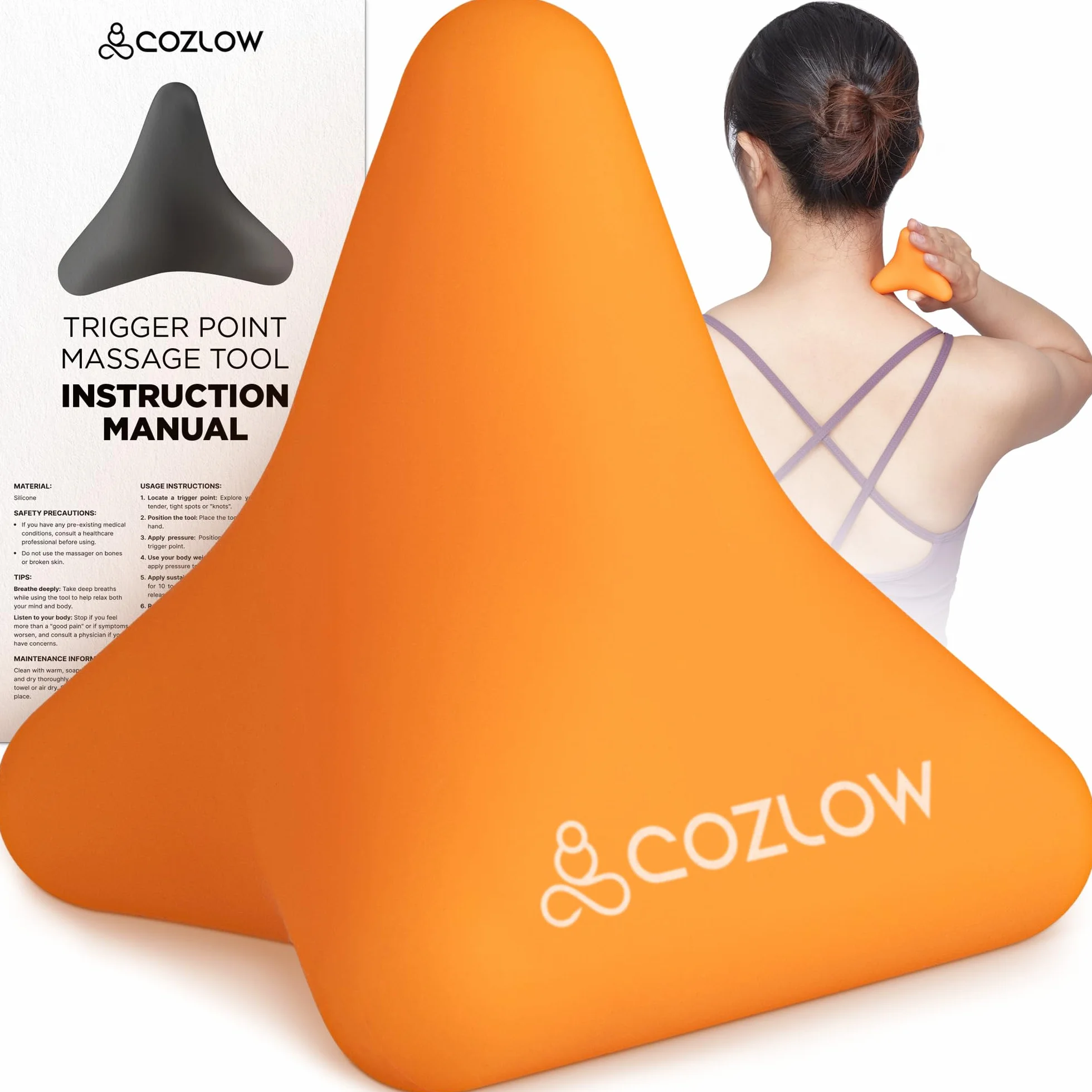 Trigger Point Massage Tool Pyramid Shaped 4 Point Massager Ball for Muscle Knot Release Myofascial Therapy Back Feet Psoas Pain