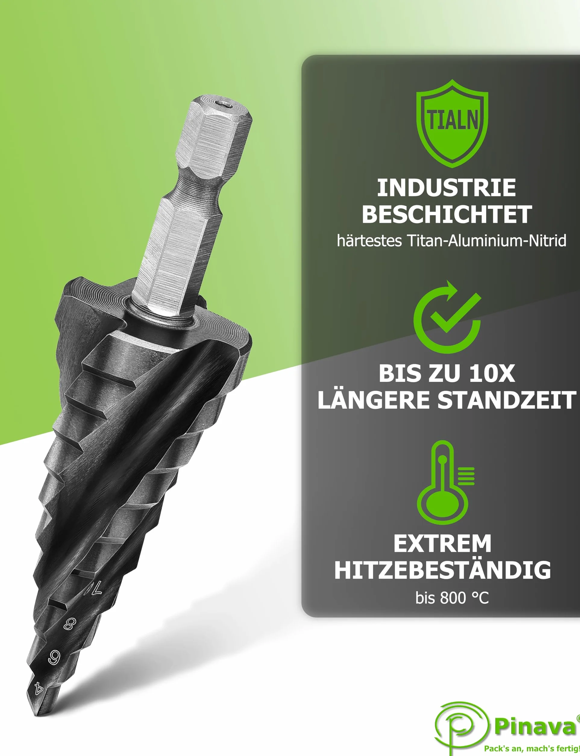 Pinava Wiertło stopniowe HSS Cobalt Pro 4XSPIRAL Ø 4-22 mm profesjonalne do stali nierdzewnej metalu drewna tworzywa sztucznego