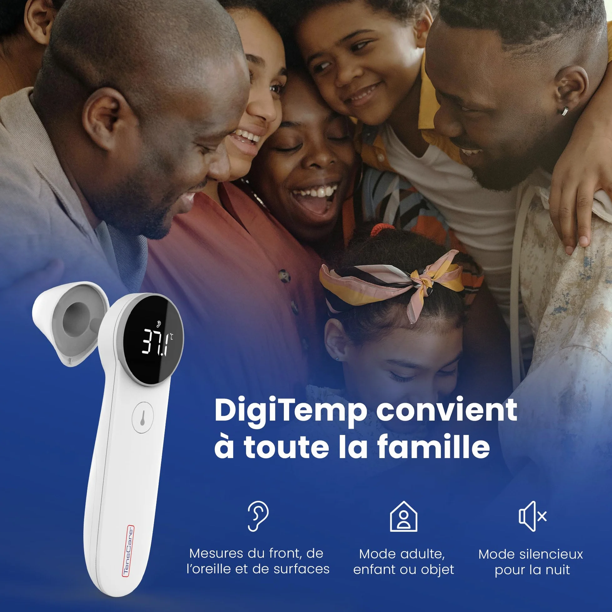 TensCare DigiTemp Wielofunkcyjny termometr na podczerwień LED z pamięcią