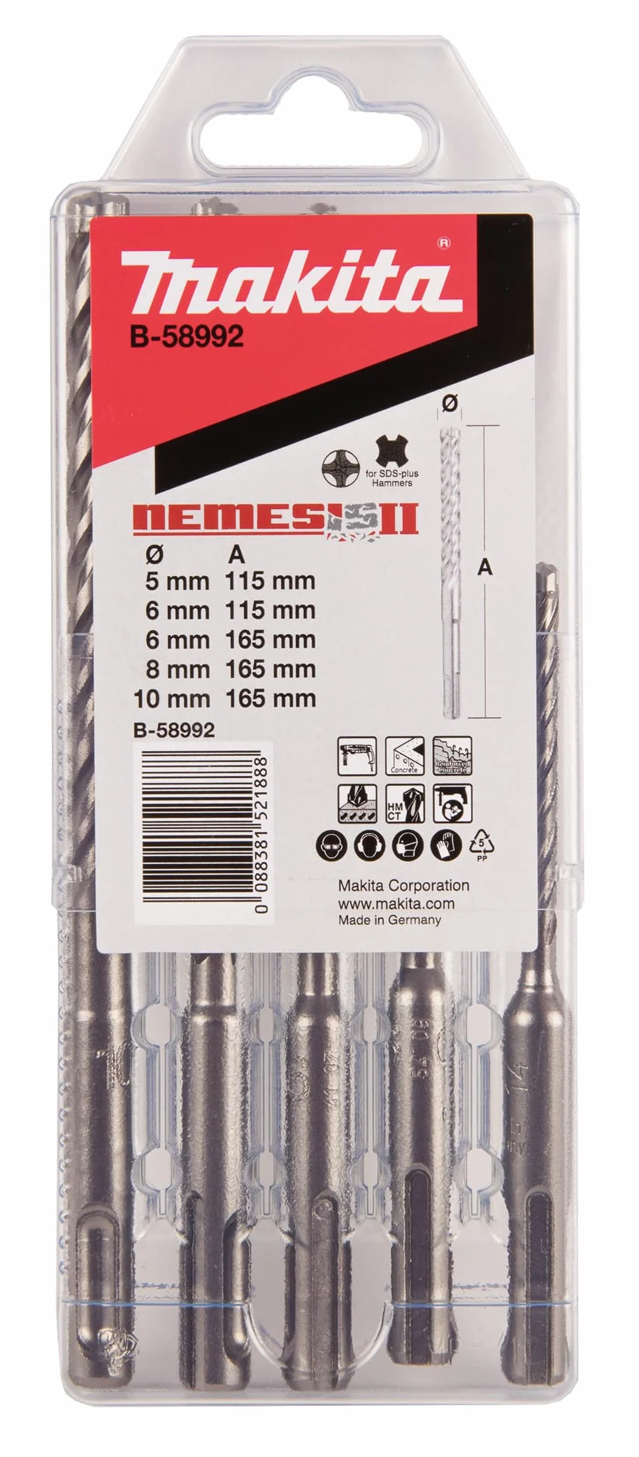 Makita NEMESIS2 SDS+ zestaw wierteł 5-częściowy