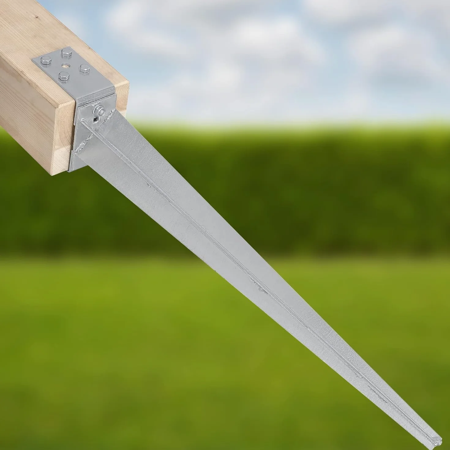 KOTARBAU® Podstawa Słupa Regulowana - 0-160 mm - Podstawa Słupa U - 70 cm - Kotwa Wbijana - Wspornik Słupa Drewnianego - Stalowy