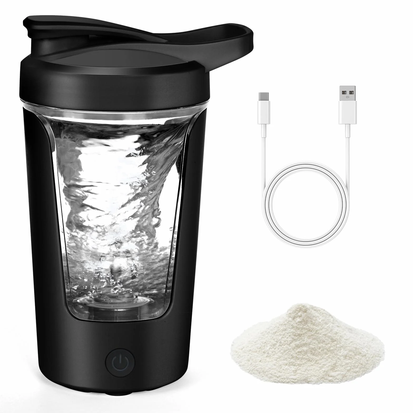 AOOWU Elektryczny shaker do białek Vortex - USB, 24 oz, 60+ shakes na ładowanie, BPA free