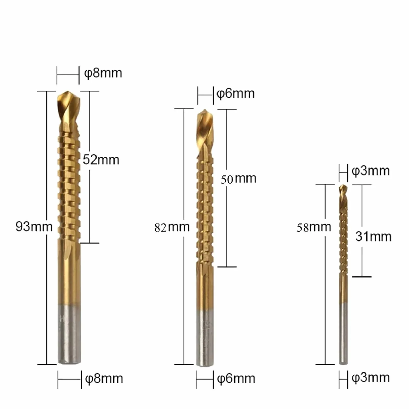 6 szt. Zestawy wierteł stopniowych HSS z prostym rowkiem powlekanym stożek do wycinania otworów automatyczny dziurkacz spiralny wiertło kręte (Material : Package 1)