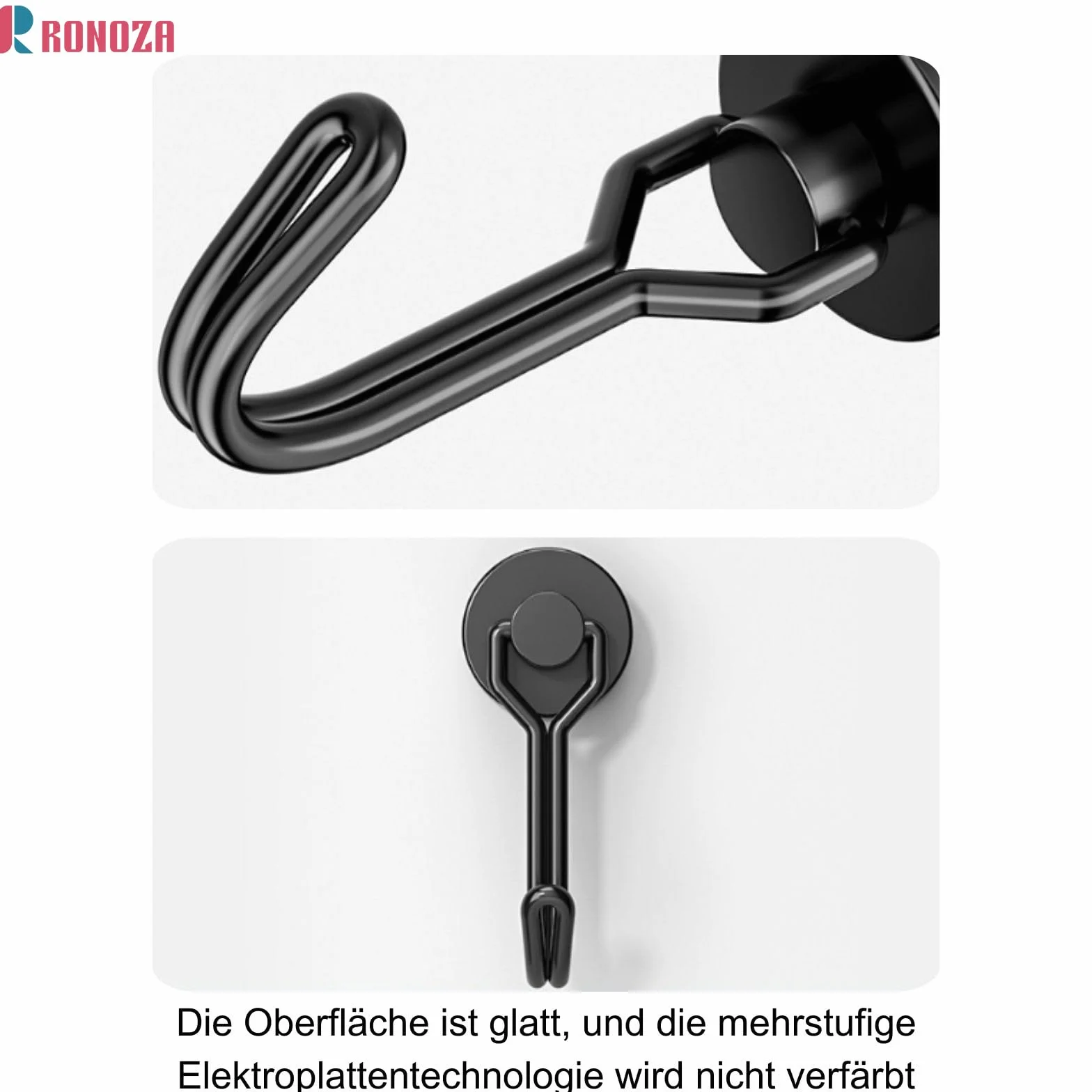 Ronoza 5 sztuk haczyków magnetycznych, bardzo mocne, magnesy neodymowe, 16 mm, magnetyczne haczyki, maks. nośność 15 kg, nadają się do grilla, kuchni, gadżetów, szafek, biura, lodówki (czarne)