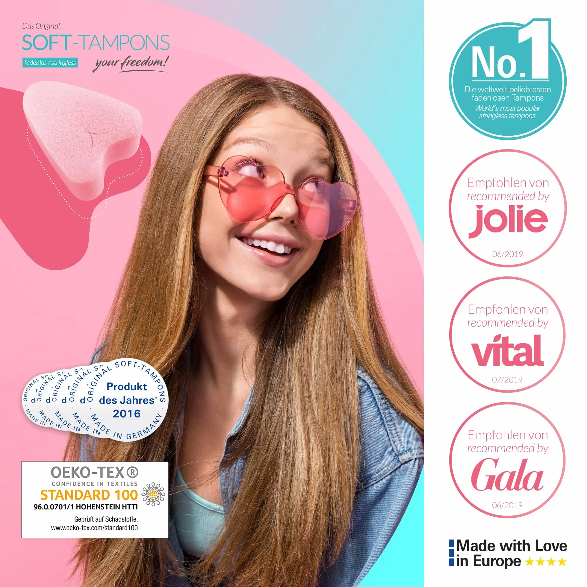 JOYDIVISION Soft-Tampons mini 50 sztuk Tampony bez sznurka Gąbeczka menstruacyjna ultra soft