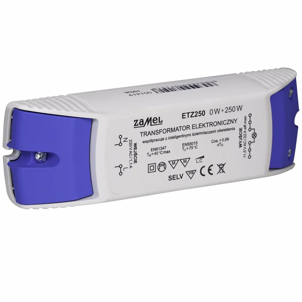 ETZ-250 x transformator elektroniczny 12 V 250 W, srebrny