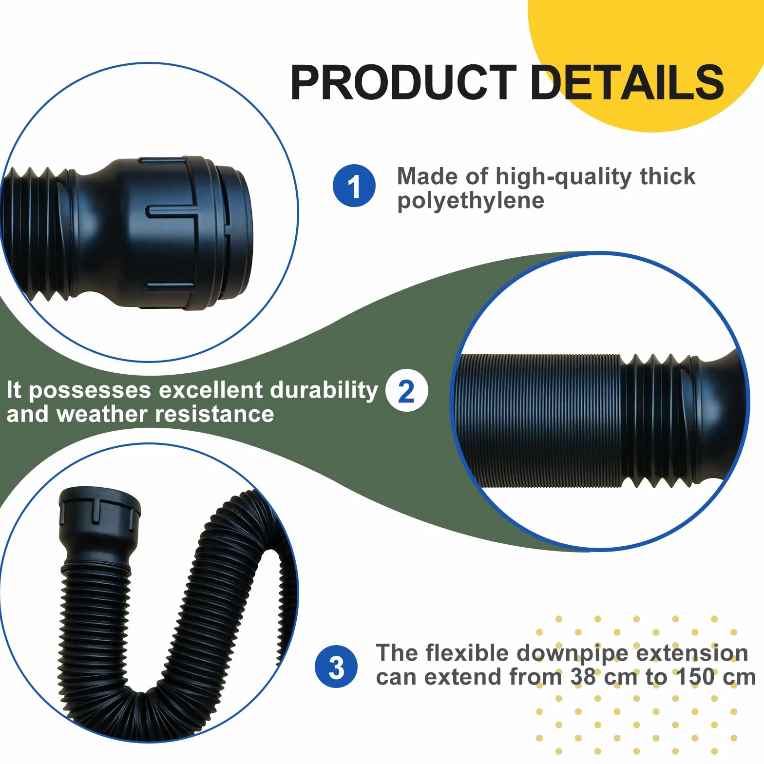 Elastyczna rura spustowa 80/100 mm przedłużenie zestaw rozszerzający 38-150 cm 2 sztuki