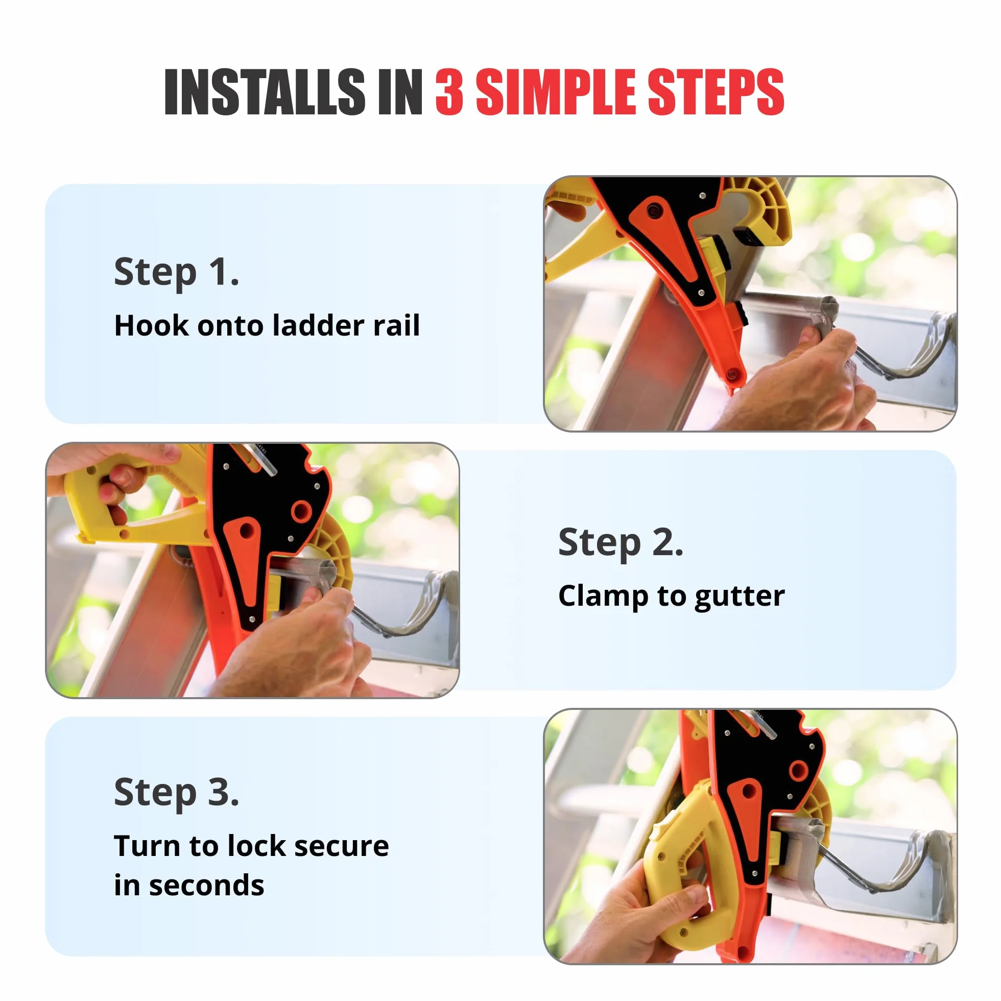 Lock Jaw Ladder Grip - Ladder Safety Clip - Feel Secure on Your Ladders and Climb Safer (zestaw 1)