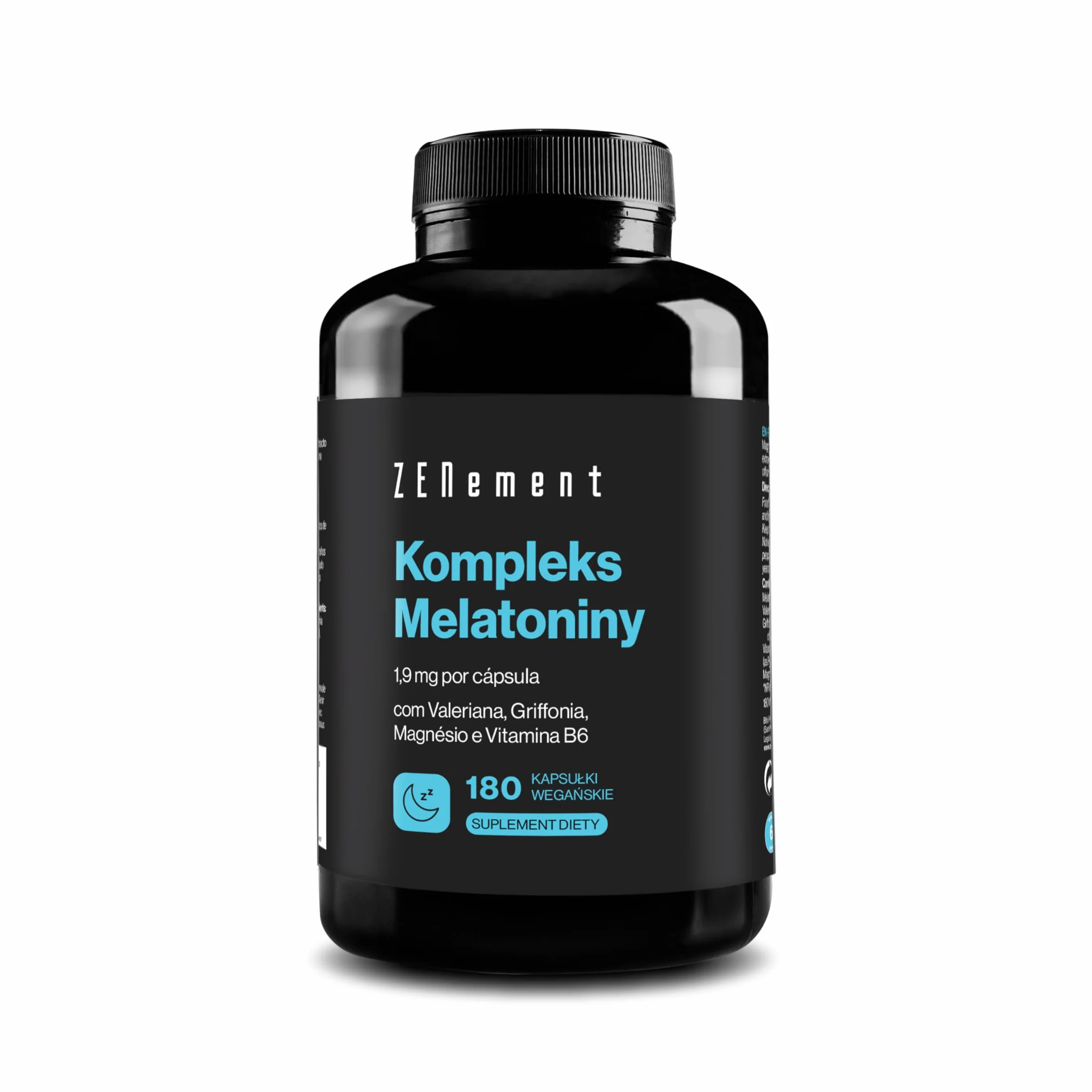Melatonina Complex 1,9 mg z Griffonią 20 mg 5-HTP, Walerianą, Magnezem i Witaminą B6 – 180 Wegańskich Kapsułek – Zenement