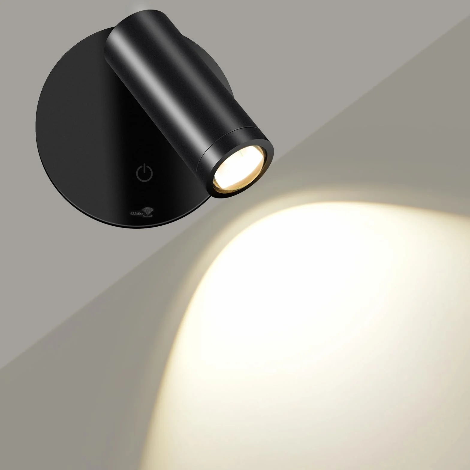 SMY Lighting Lampa ścienna LED do wnętrz, punktowa bezprzewodowa z akumulatorem, 3 temperatury barwowe, funkcja timera, dotykowa i pilot zdalnego sterowania, możliwość ściemniania, reflektor do