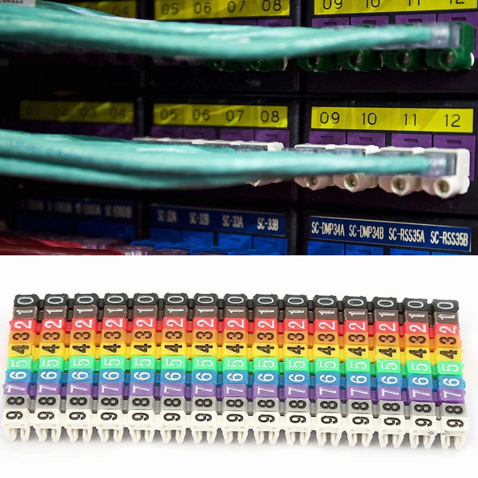 znacznik numeracji przewodów, plastikowy klips do kabli oznaczonych kolorami (150 szt. 1,5 mm²)