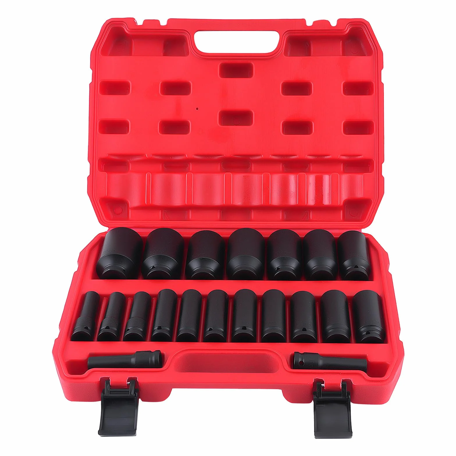 maXpeedingrods 20-częściowy klucz nasadowy do wkrętarki udarowej CRV 10-38 mm, do warsztatu, samochodów osobowych, warsztatów samochodowych, serwis opon, 6-punktowy, zestaw nasadek udarowych