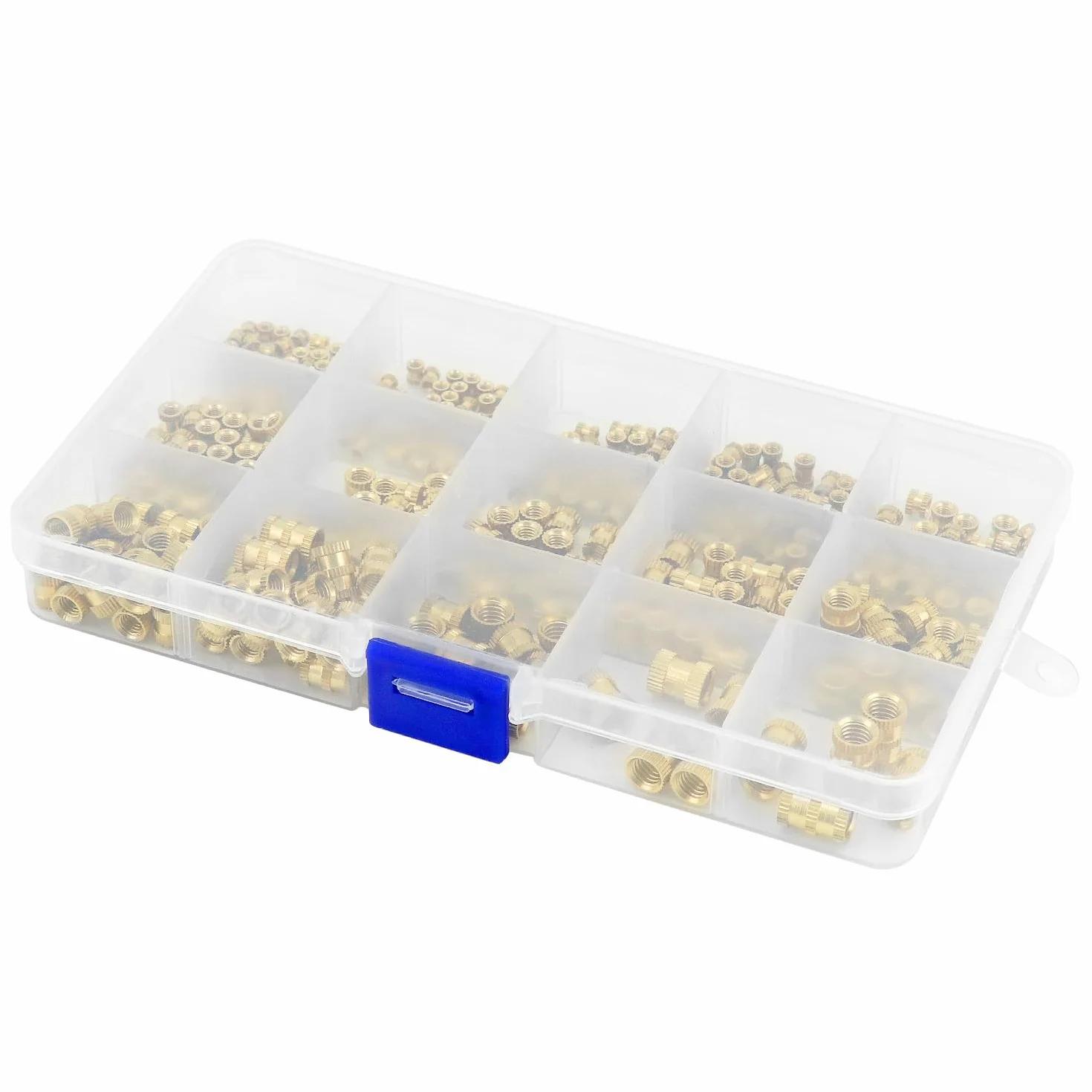 QWORK® 380 szt. Mosiężna gwintowana wkładka Nakrętki M2 M2.5 M3 M4 M5 M6 Gwint żeński Nakrętki radełkowane Zestaw asortymentowy