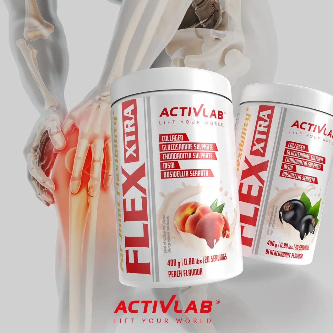Activlab FLEX Xtra 400g | Smak Brzoskwiniowy | Kolagen Typ I | Glukozamina | MSM | Witamina C B6 D | Hyaluronian | Dla Stawów