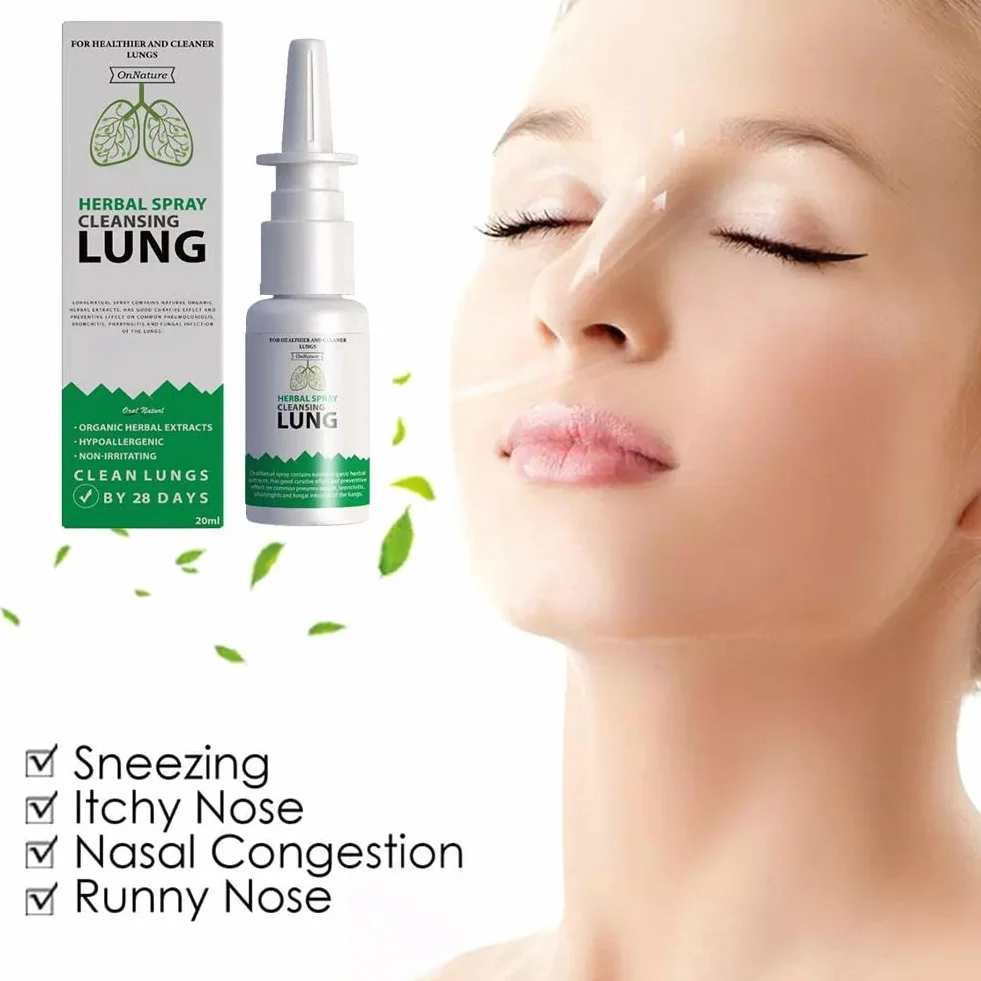 Herbal Cleanser Spray do płuc, szybko działający środek do czyszczenia płuc i detoksykacji, wirusowe płuca i drogi oddechowe dla palaczy, przezroczyste przekrwienie nosa, 20 ml