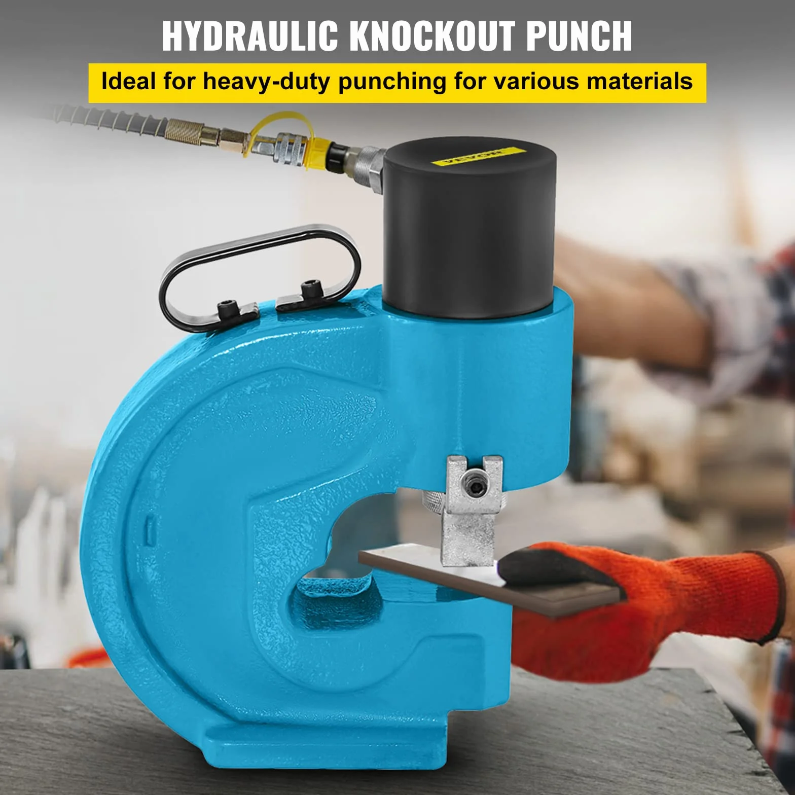 VEVOR Hydrauliczne narzędzie do wykrawania otworów, 35T, hydrauliczny wybijak z metalowymi płytkami, wycinak, 4 otwory, narzędzie do wykrawania, zestaw pompy ręcznej, 110 mm, hydrauliczny wycinak do