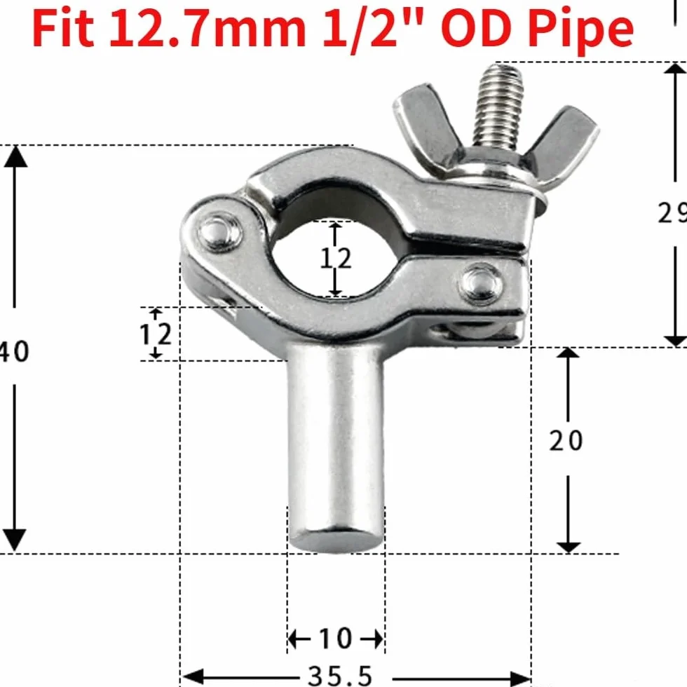 Pasuje do 12,7 19 22 25 27 32 38 42 45 48 51-152 mm OD 304 uchwyt zaciskowy do rur ze stali nierdzewnej (12 mm 0,5 cala) łącznik rurowy